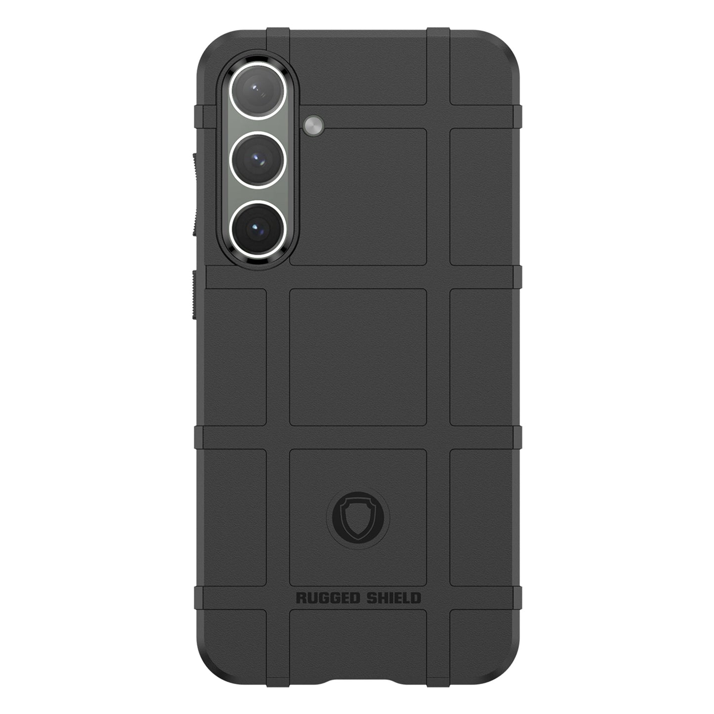 For Samsung Galaxy S24+ Case Shockproof Square Grid Texture TPU Phone Cover Shell - Black