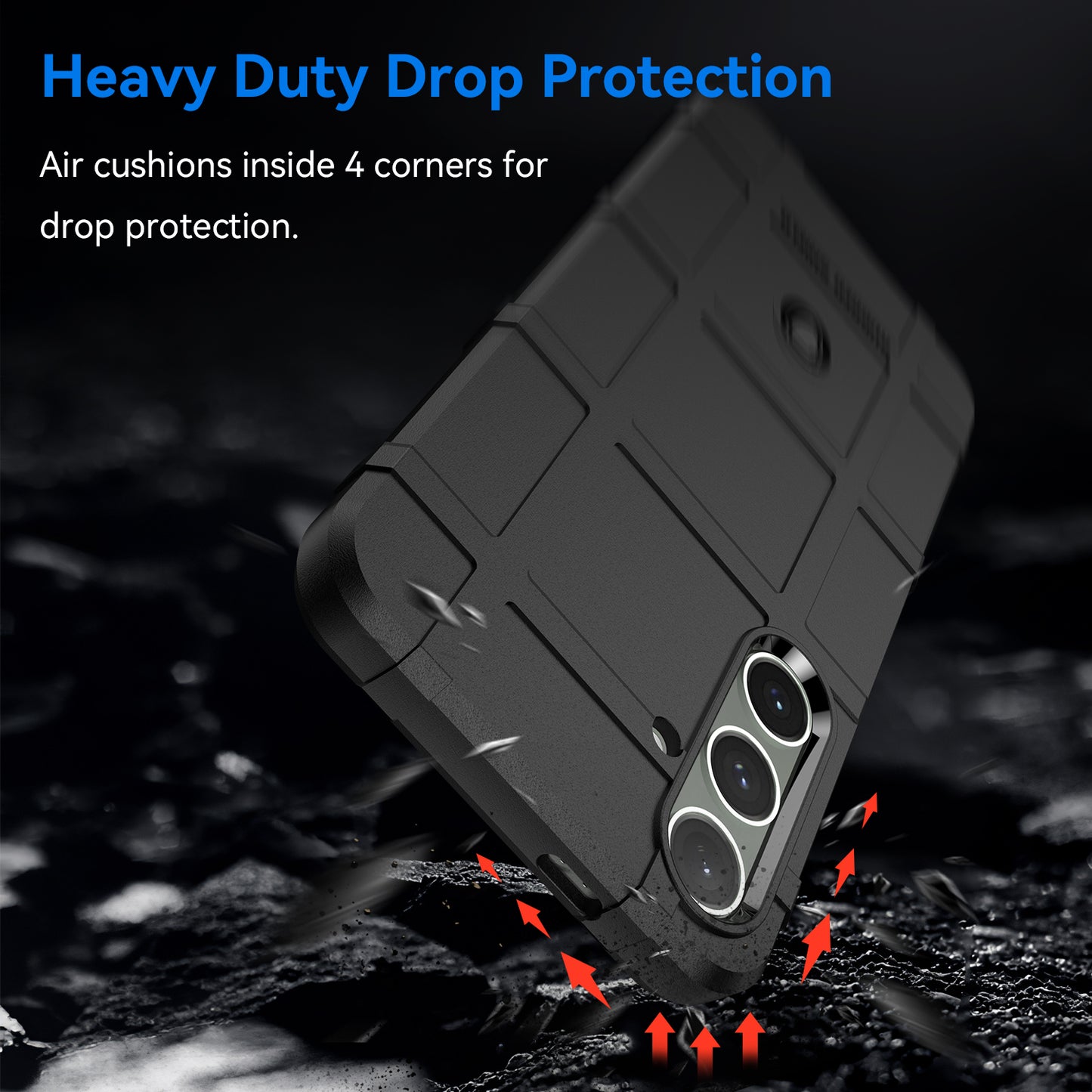 For Samsung Galaxy S24+ Case Shockproof Square Grid Texture TPU Phone Cover Shell - Black