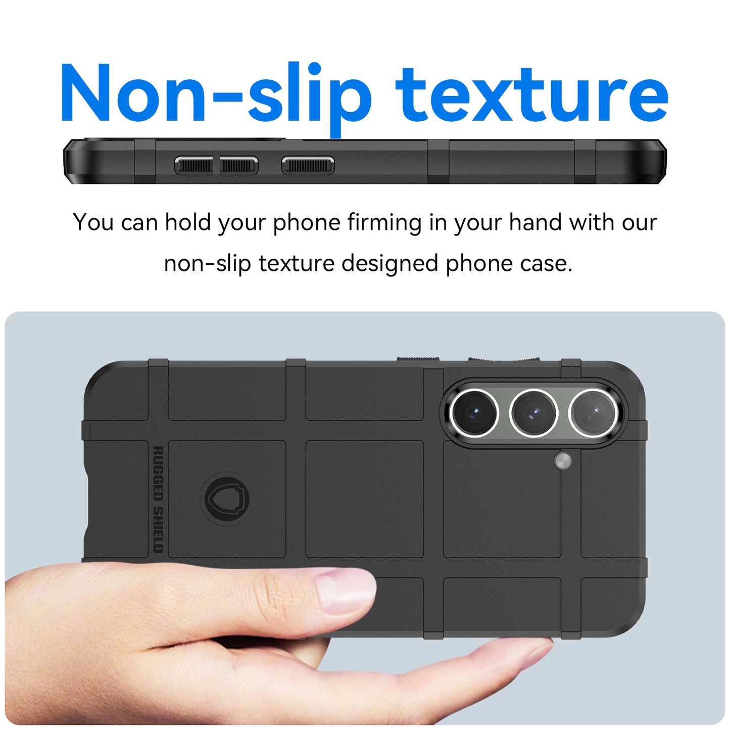 For Samsung Galaxy S24+ Case Shockproof Square Grid Texture TPU Phone Cover Shell - Black