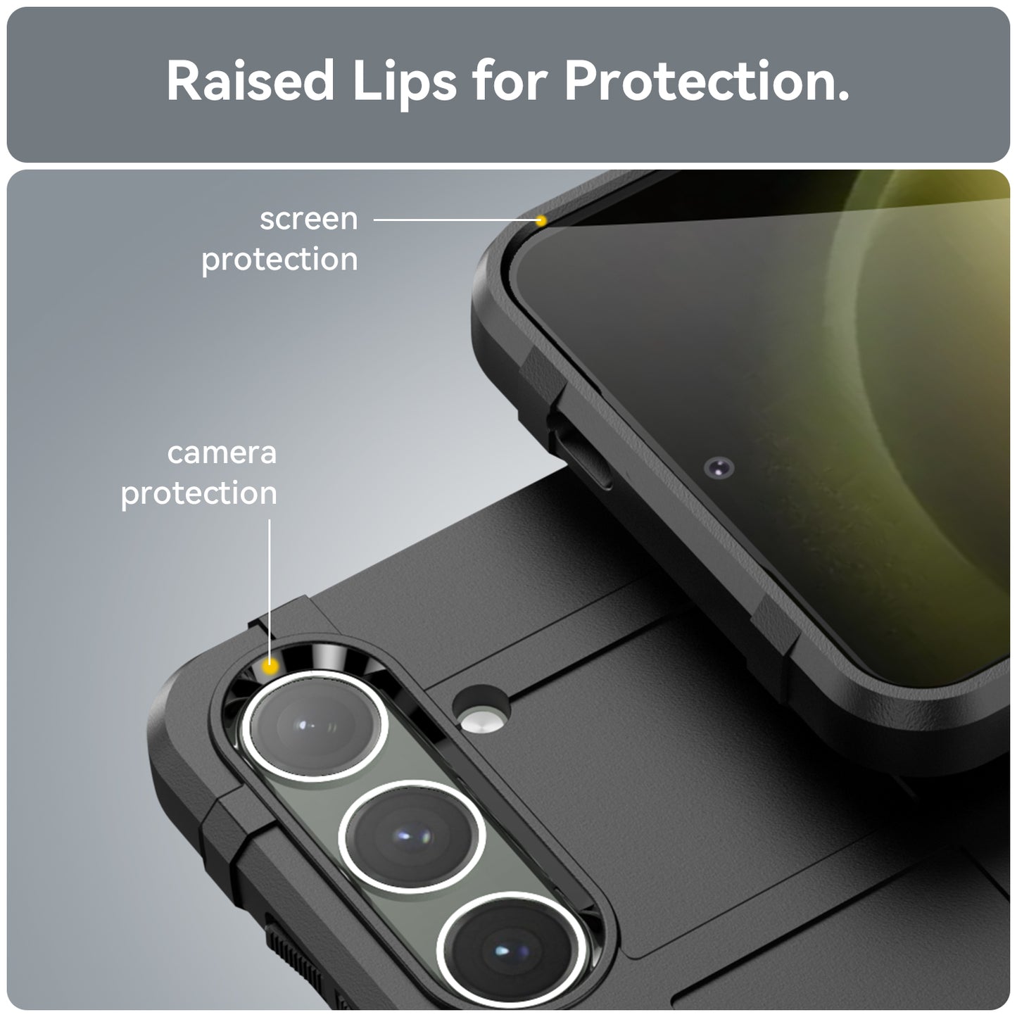 For Samsung Galaxy S24+ Case Shockproof Square Grid Texture TPU Phone Cover Shell - Black