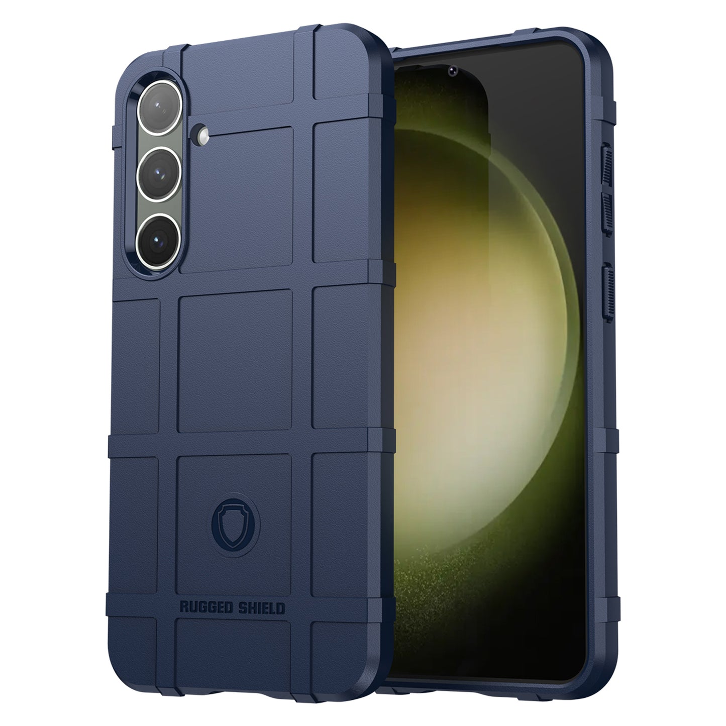 For Samsung Galaxy S24+ Case Shockproof Square Grid Texture TPU Phone Cover Shell - Blue