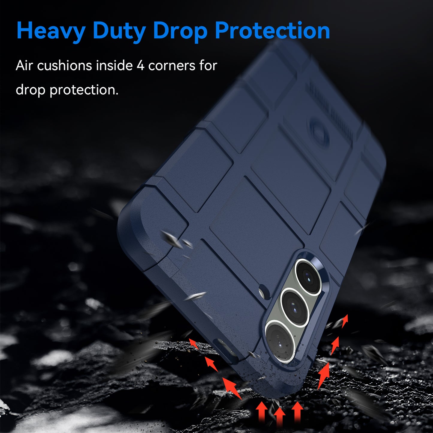 For Samsung Galaxy S24+ Case Shockproof Square Grid Texture TPU Phone Cover Shell - Blue