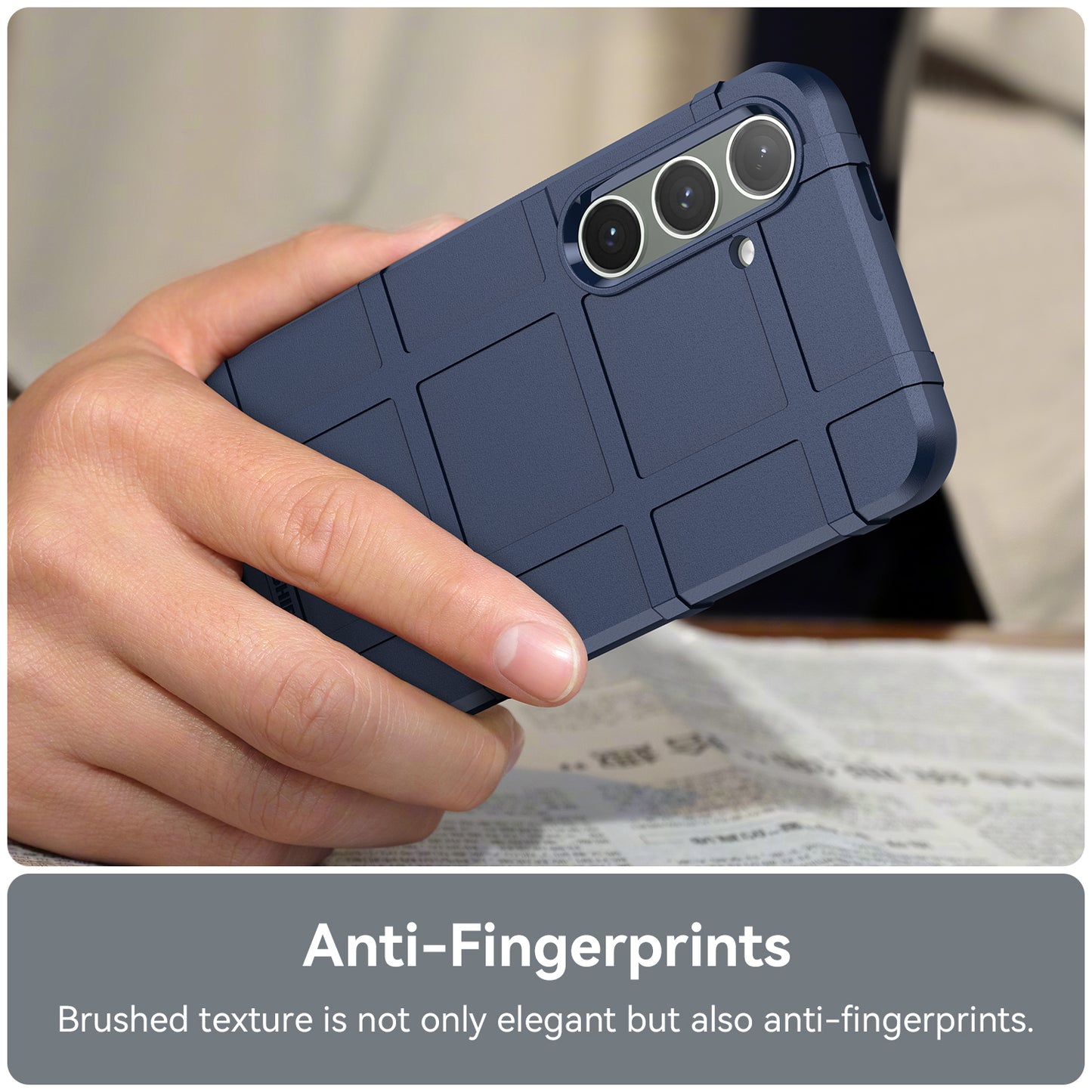 For Samsung Galaxy S24+ Case Shockproof Square Grid Texture TPU Phone Cover Shell - Blue