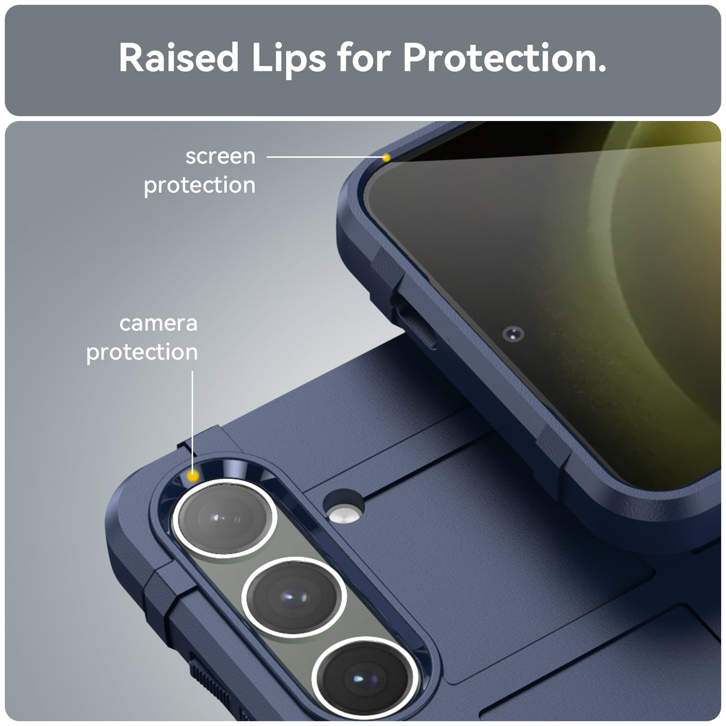 For Samsung Galaxy S24+ Case Shockproof Square Grid Texture TPU Phone Cover Shell - Blue