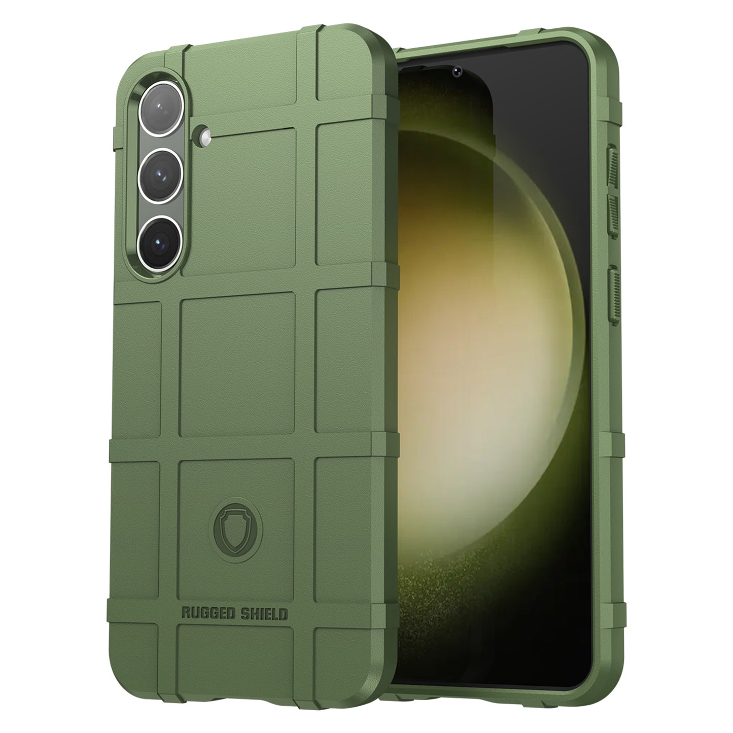 For Samsung Galaxy S24+ Case Shockproof Square Grid Texture TPU Phone Cover Shell - Green
