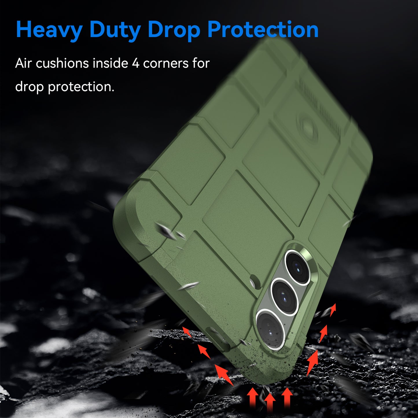 For Samsung Galaxy S24+ Case Shockproof Square Grid Texture TPU Phone Cover Shell - Green