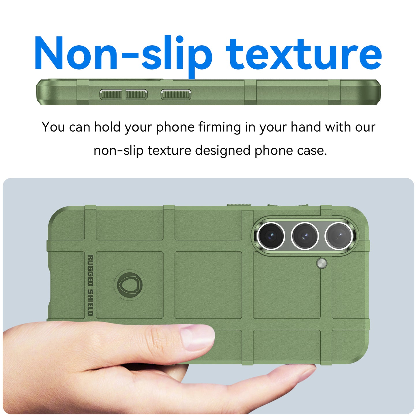 For Samsung Galaxy S24+ Case Shockproof Square Grid Texture TPU Phone Cover Shell - Green
