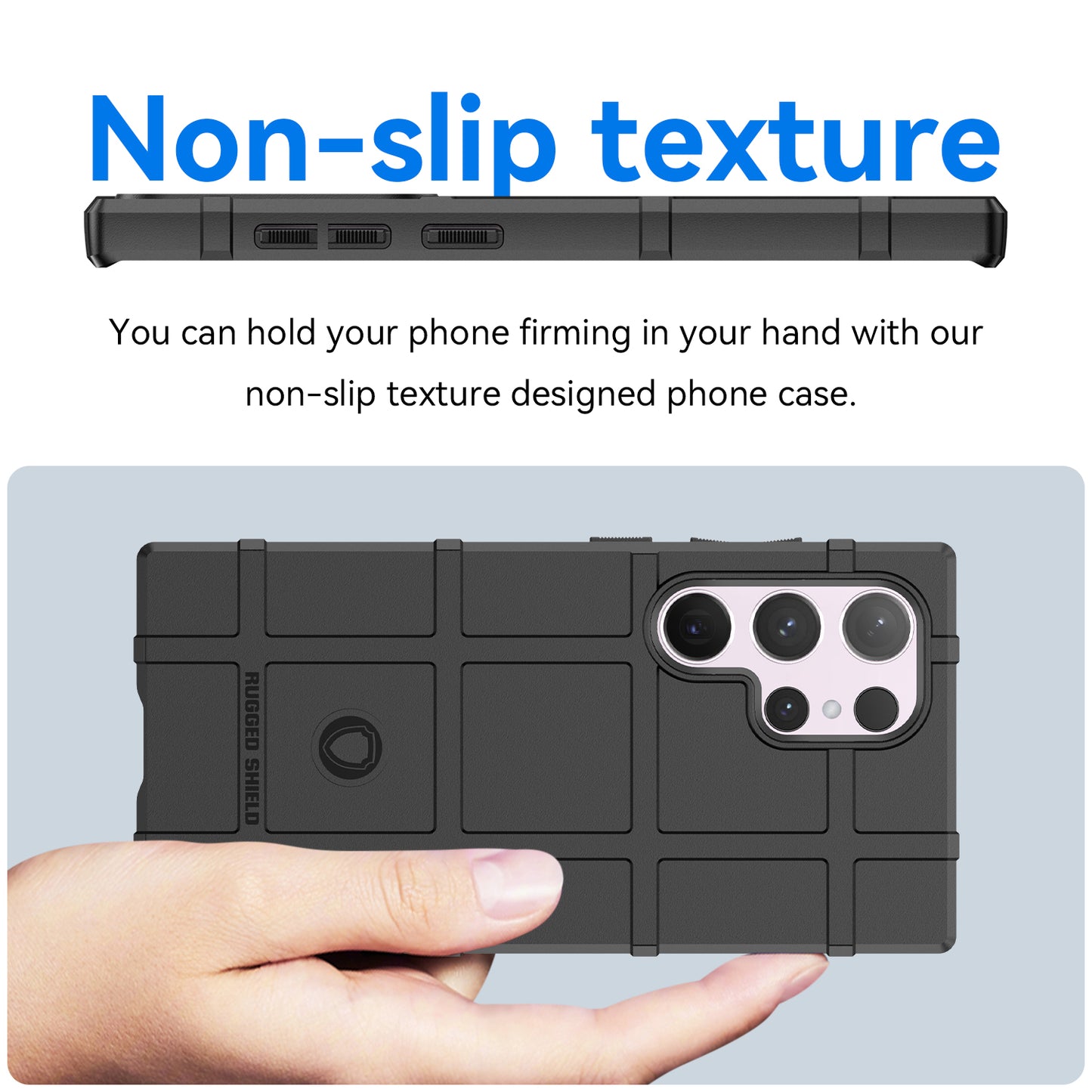 For Samsung Galaxy S24 Ultra TPU Phone Cover Shockproof Phone Case with Square Grid Texture - Black