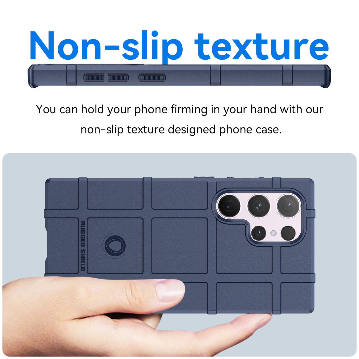 For Samsung Galaxy S24 Ultra TPU Phone Cover Shockproof Phone Case with Square Grid Texture - Blue