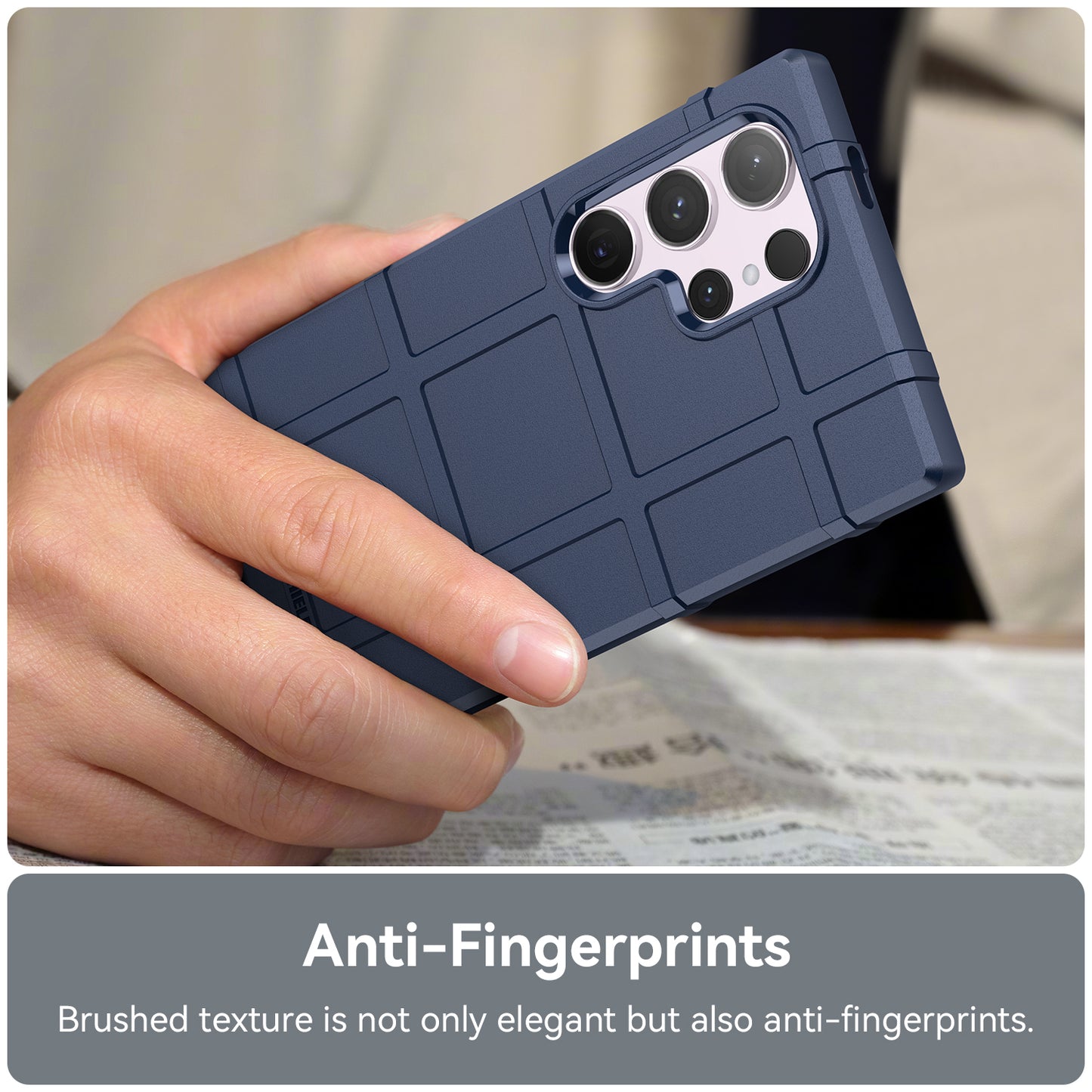 For Samsung Galaxy S24 Ultra TPU Phone Cover Shockproof Phone Case with Square Grid Texture - Blue