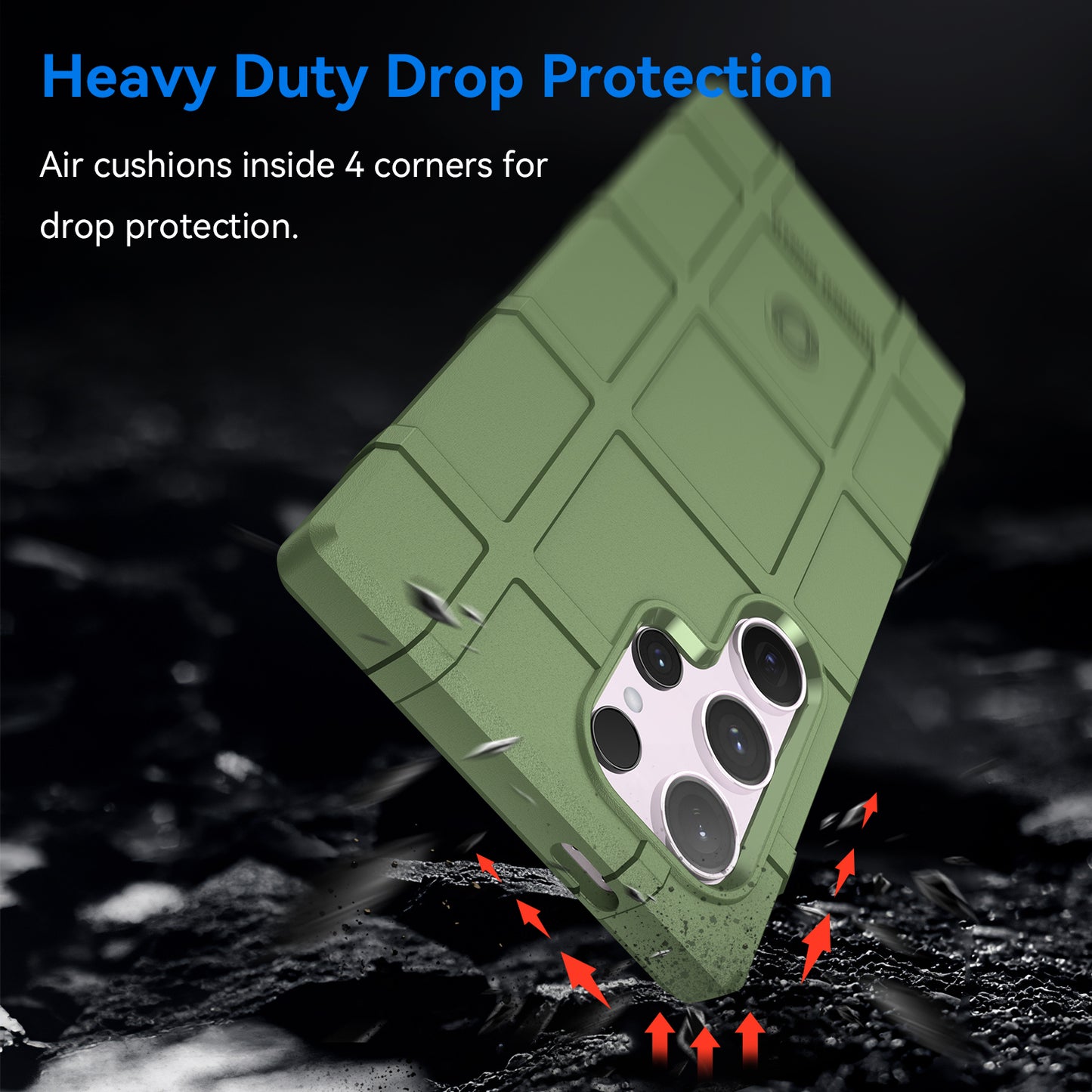 For Samsung Galaxy S24 Ultra TPU Phone Cover Shockproof Phone Case with Square Grid Texture - Green