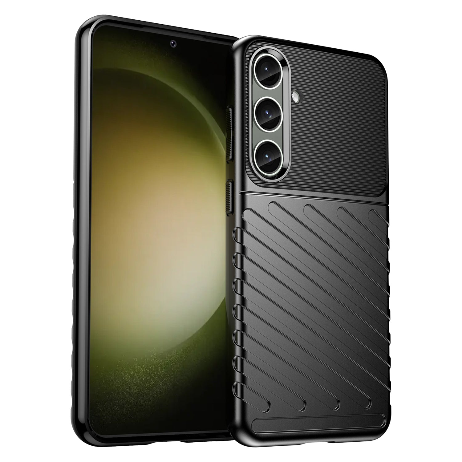 Thunder Series For Samsung Galaxy S24+ Cell Phone Cover Slim-Fit TPU Protective Shell Case - Black