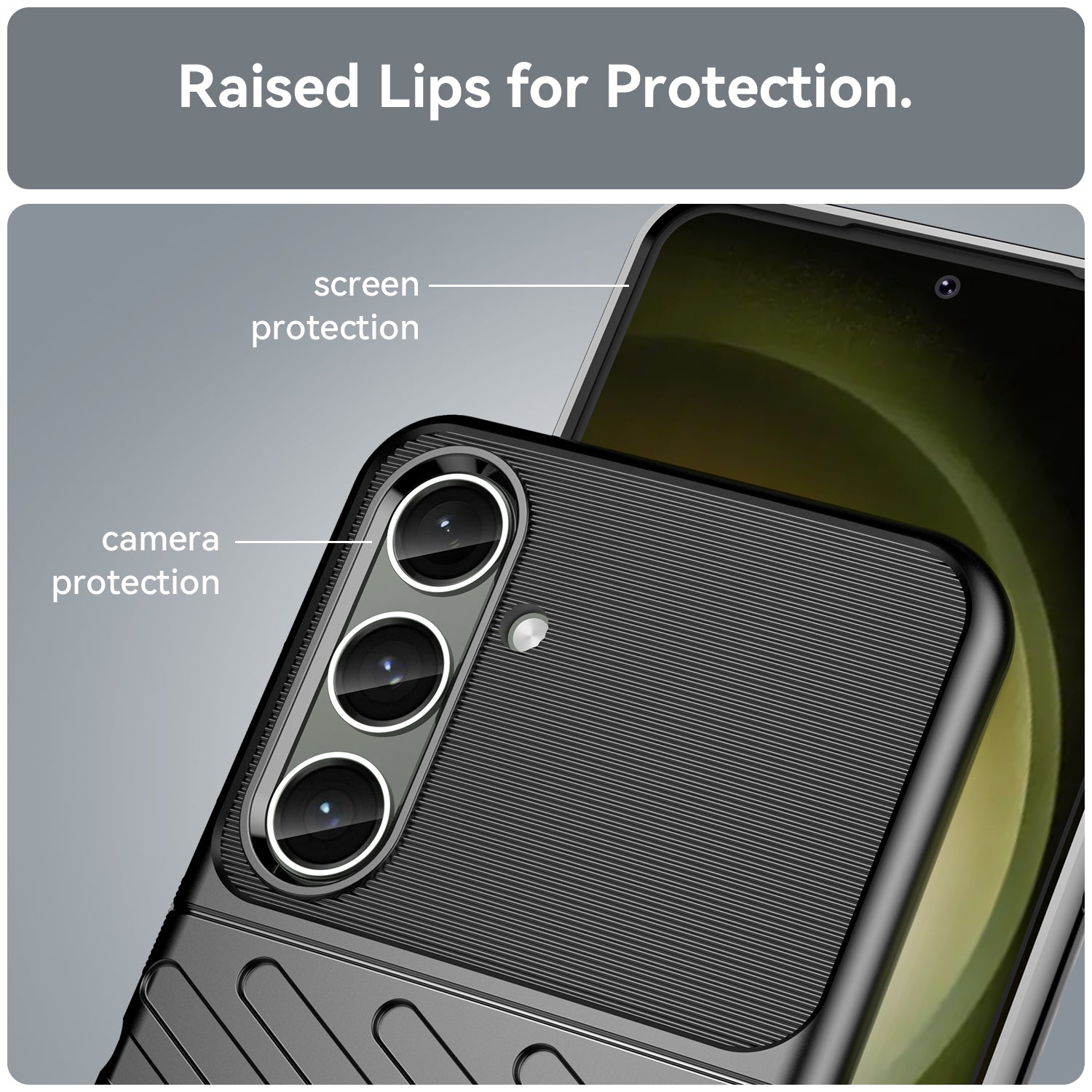Thunder Series For Samsung Galaxy S24+ Cell Phone Cover Slim-Fit TPU Protective Shell Case - Black