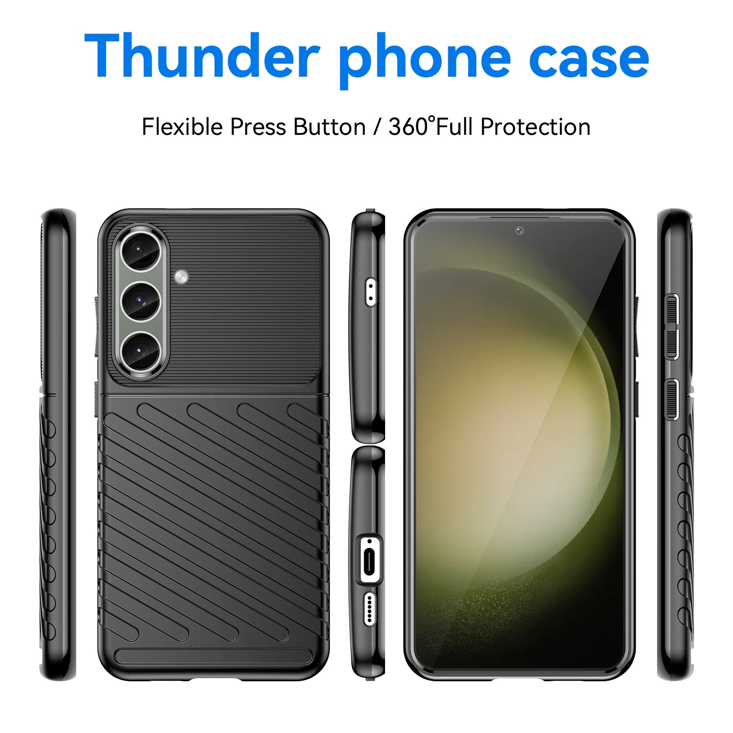 Thunder Series For Samsung Galaxy S24+ Cell Phone Cover Slim-Fit TPU Protective Shell Case - Black