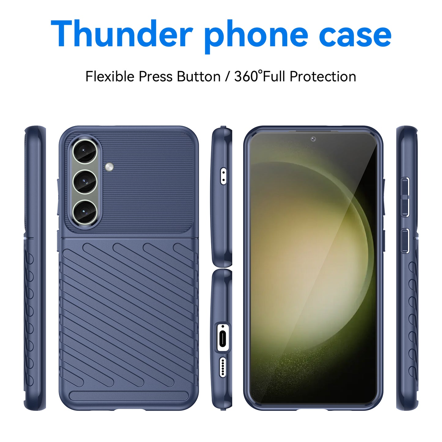 Thunder Series For Samsung Galaxy S24+ Cell Phone Cover Slim-Fit TPU Protective Shell Case - Blue