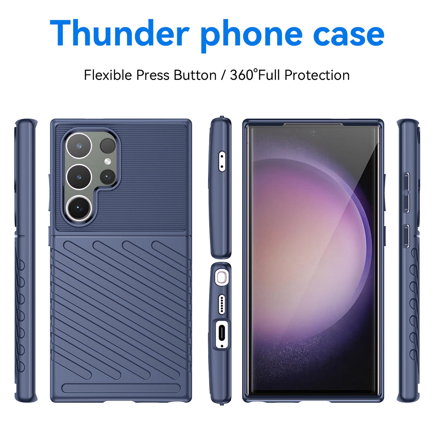 Thunder Series For Samsung Galaxy S24 Ultra Case Anti-Scratch Phone Shell TPU Cell Phone Cover - Blue