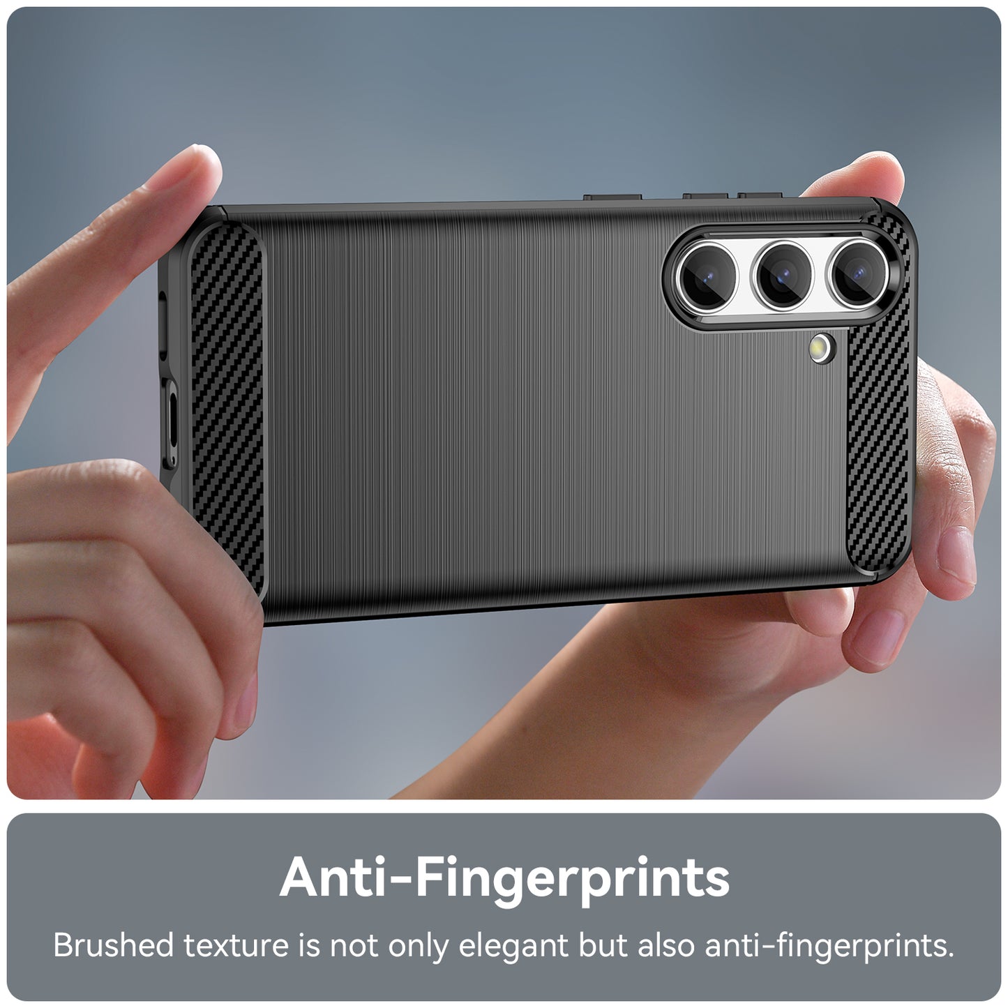 For Samsung Galaxy S24 Case Phone Cover TPU Carbon Fiber Texture Slim-Fit Cell Phone Shell - Black