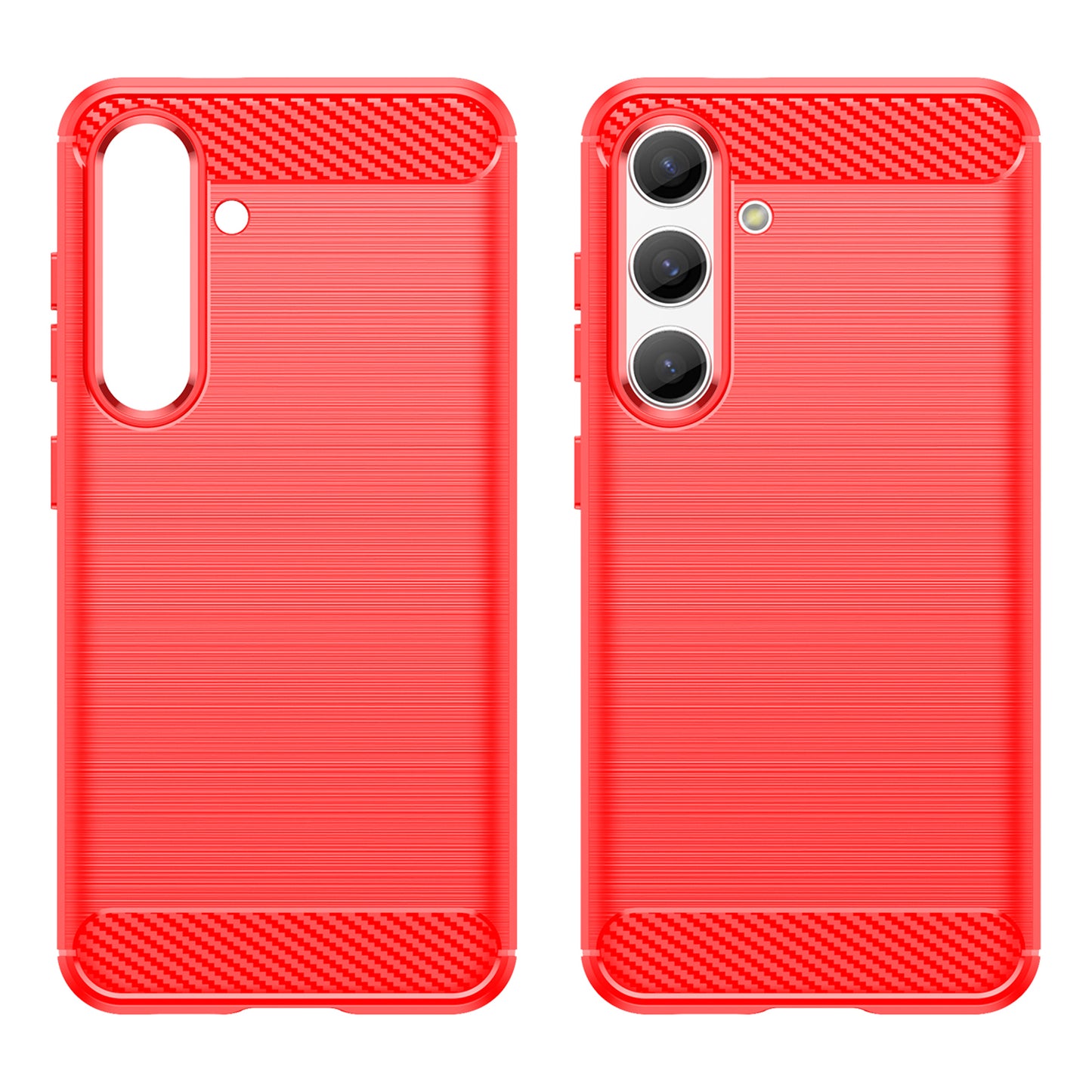 For Samsung Galaxy S24 Case Phone Cover TPU Carbon Fiber Texture Slim-Fit Cell Phone Shell - Red