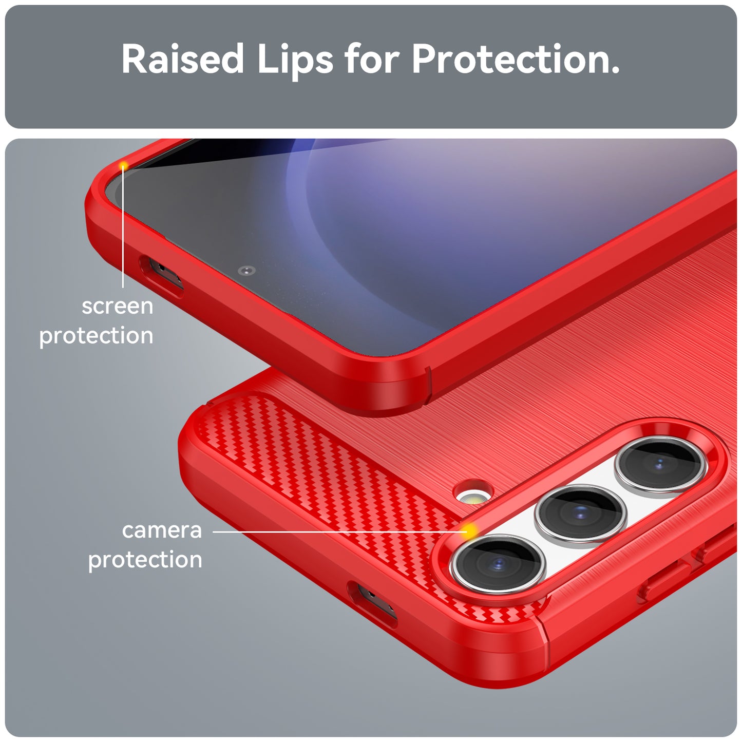 For Samsung Galaxy S24 Case Phone Cover TPU Carbon Fiber Texture Slim-Fit Cell Phone Shell - Red