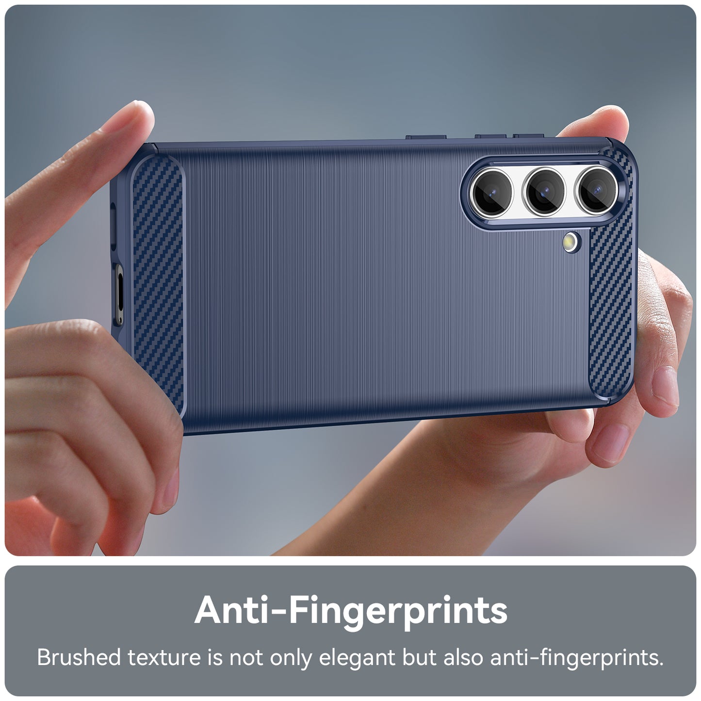 For Samsung Galaxy S24 Case Phone Cover TPU Carbon Fiber Texture Slim-Fit Cell Phone Shell - Blue