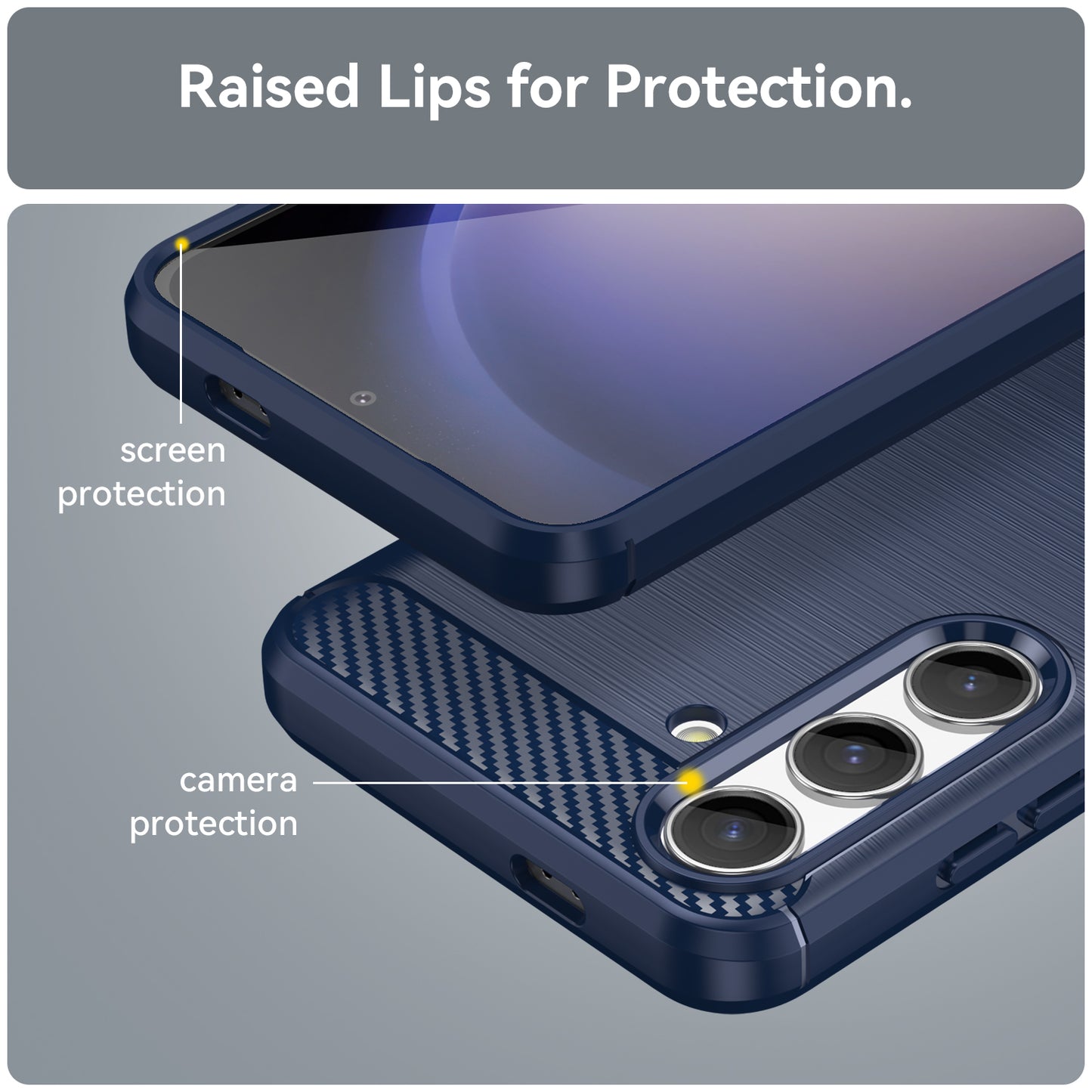 For Samsung Galaxy S24 Case Phone Cover TPU Carbon Fiber Texture Slim-Fit Cell Phone Shell - Blue