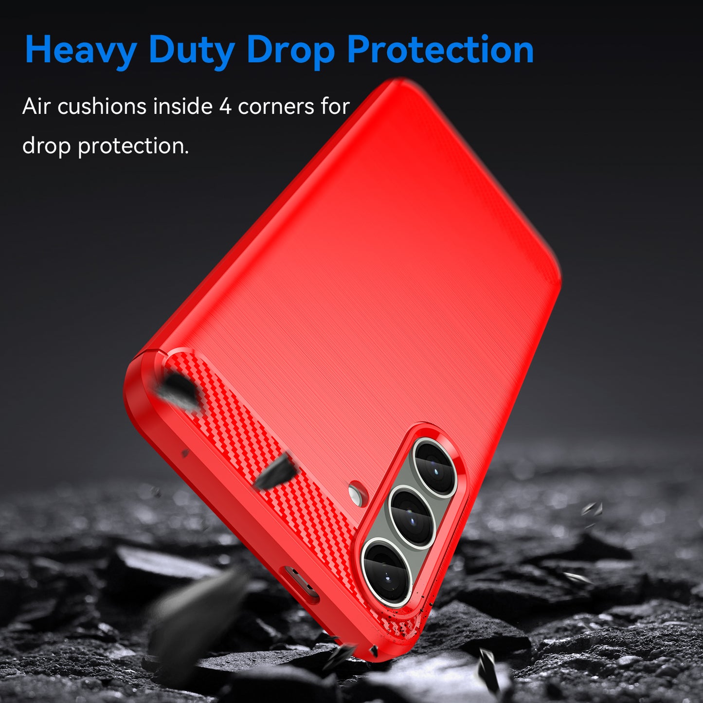 For Samsung Galaxy S24+ Mobile Phone Case Slim-Fit Cover TPU Carbon Fiber Texture Phone Shell - Red