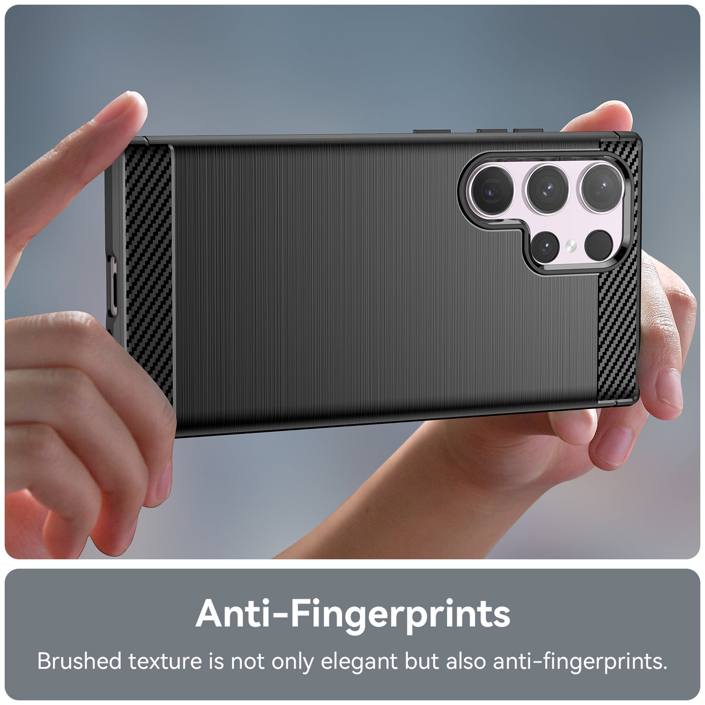 For Samsung Galaxy S24 Ultra Case TPU Carbon Fiber Texture Shell Anti-Scratch Cell Phone Cover - Black