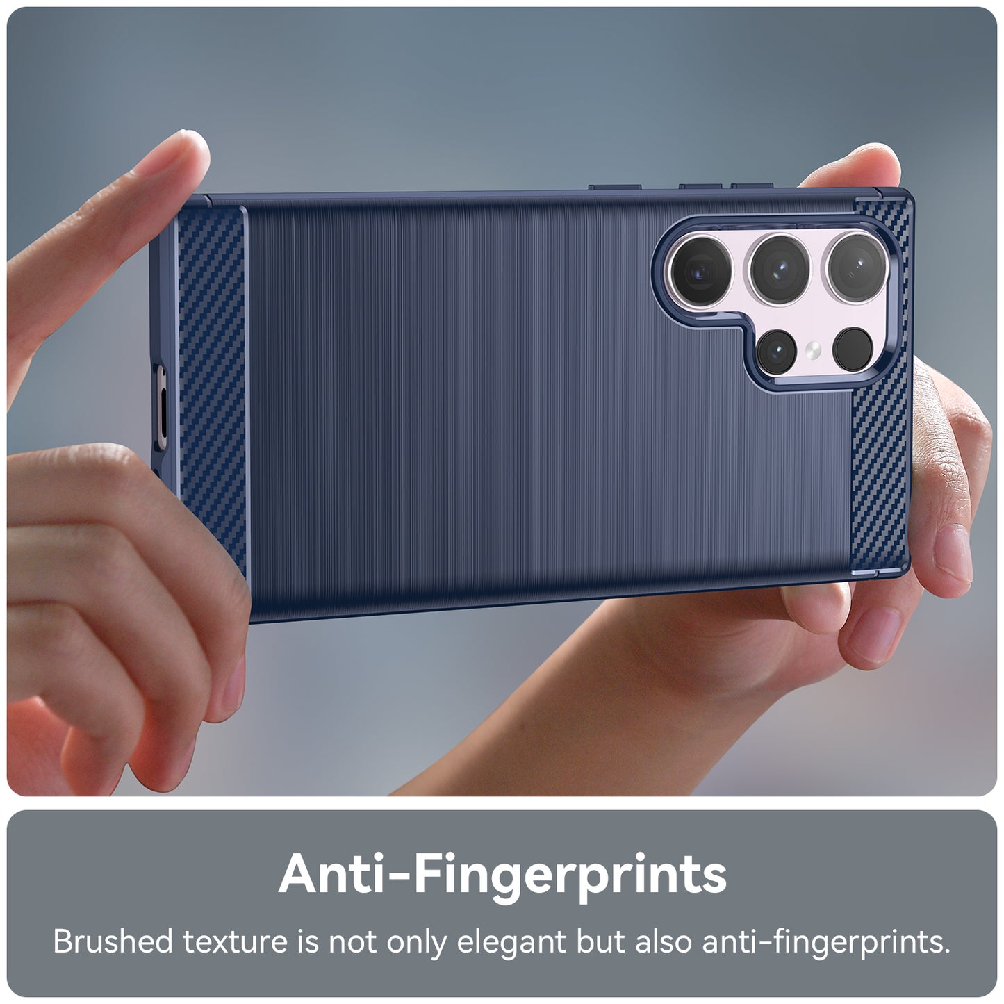 For Samsung Galaxy S24 Ultra Case TPU Carbon Fiber Texture Shell Anti-Scratch Cell Phone Cover - Blue