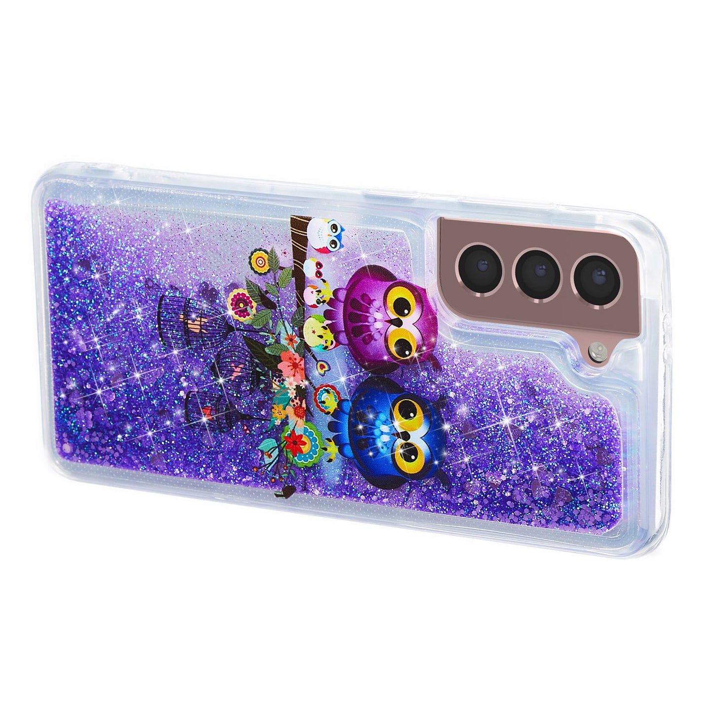 For Samsung Galaxy S24+ Case Glitter Liquid Quicksand Anti-fall TPU Phone Cover - Two Owls