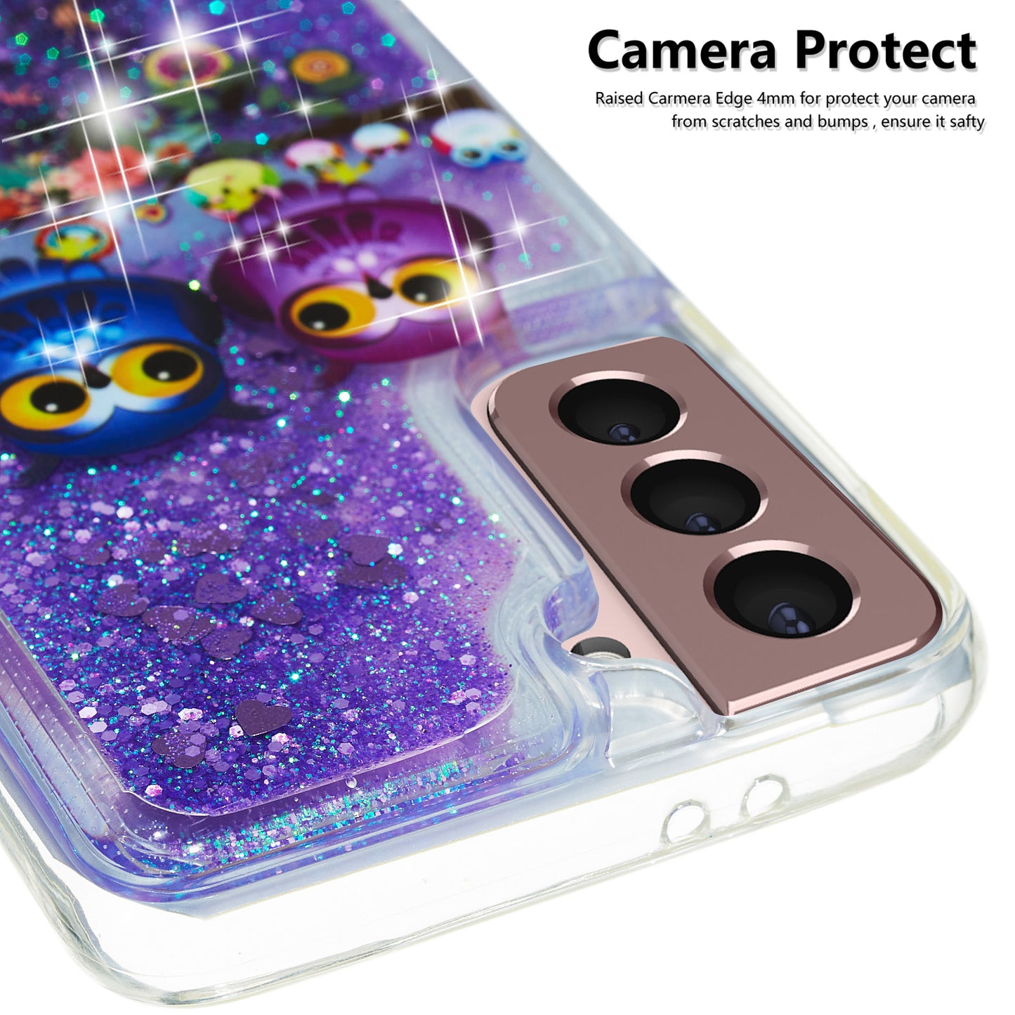 For Samsung Galaxy S24+ Case Glitter Liquid Quicksand Anti-fall TPU Phone Cover - Two Owls