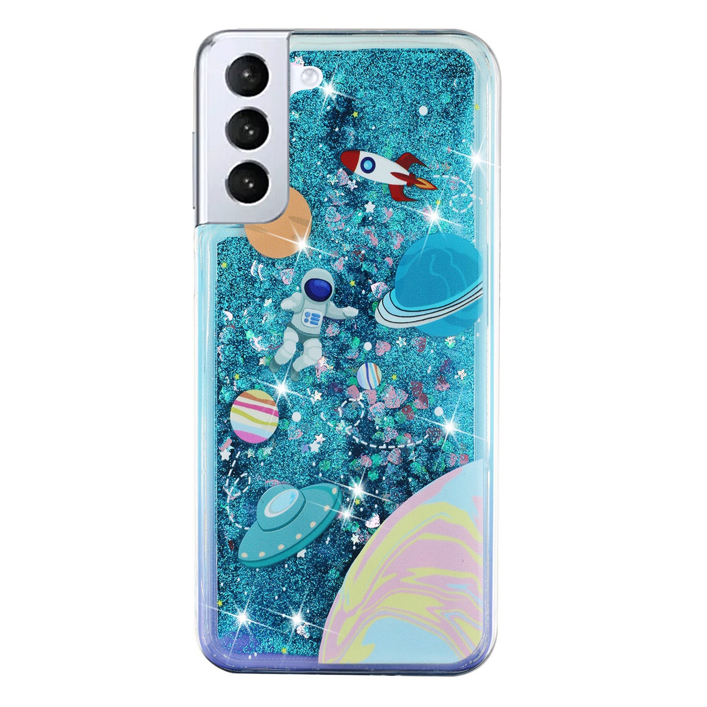 For Samsung Galaxy S24+ Case Glitter Liquid Quicksand Anti-fall TPU Phone Cover - Universe