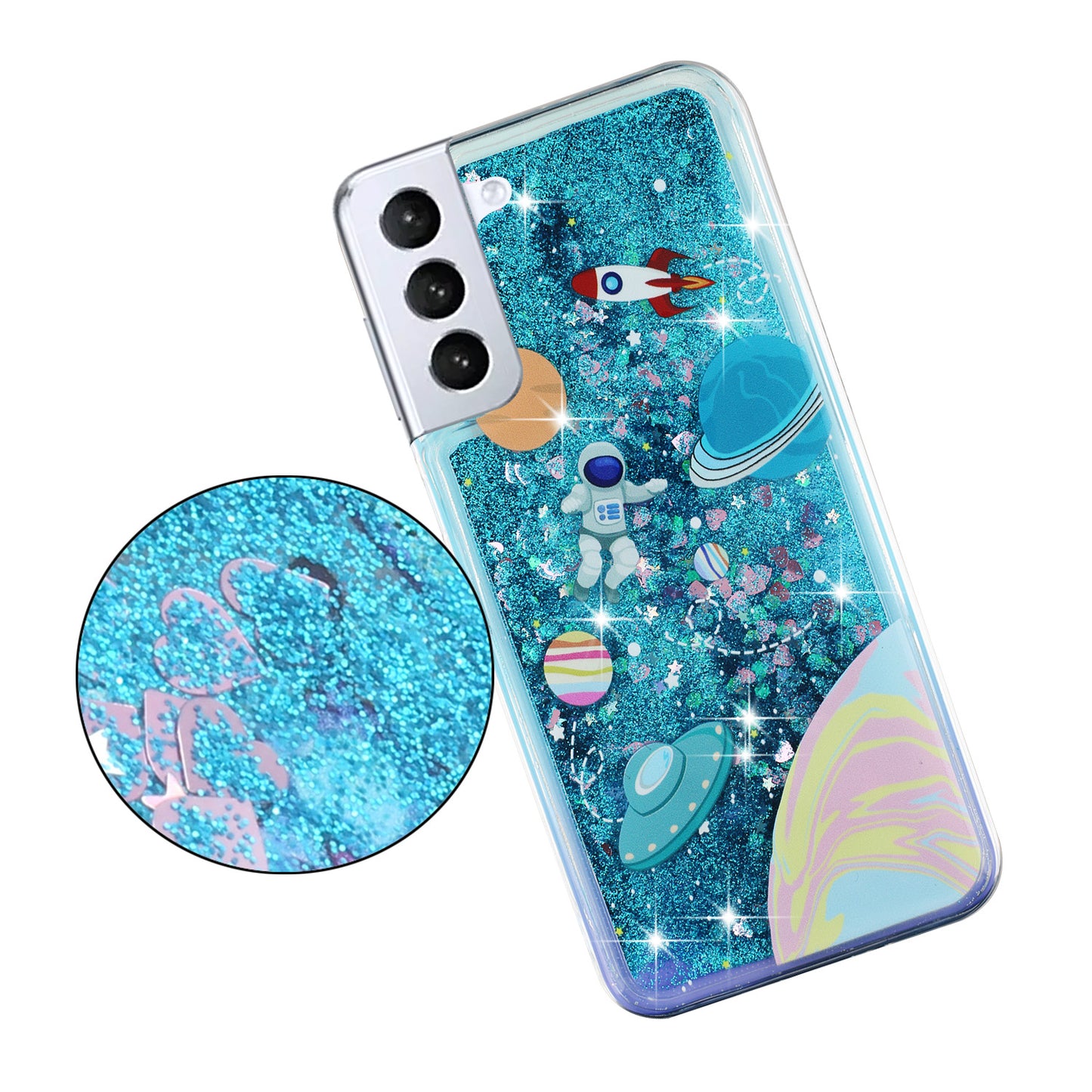 For Samsung Galaxy S24+ Case Glitter Liquid Quicksand Anti-fall TPU Phone Cover - Universe