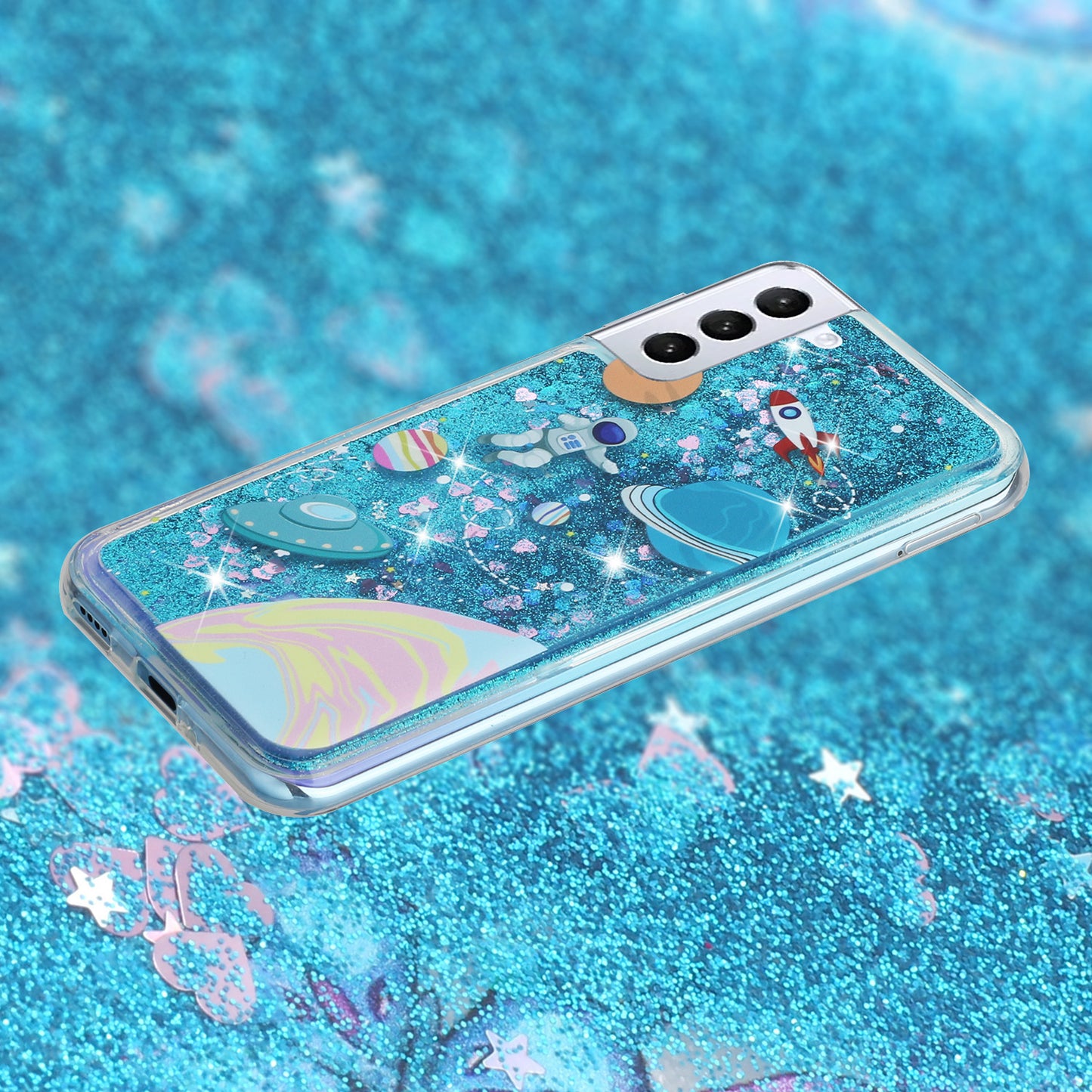 For Samsung Galaxy S24+ Case Glitter Liquid Quicksand Anti-fall TPU Phone Cover - Universe