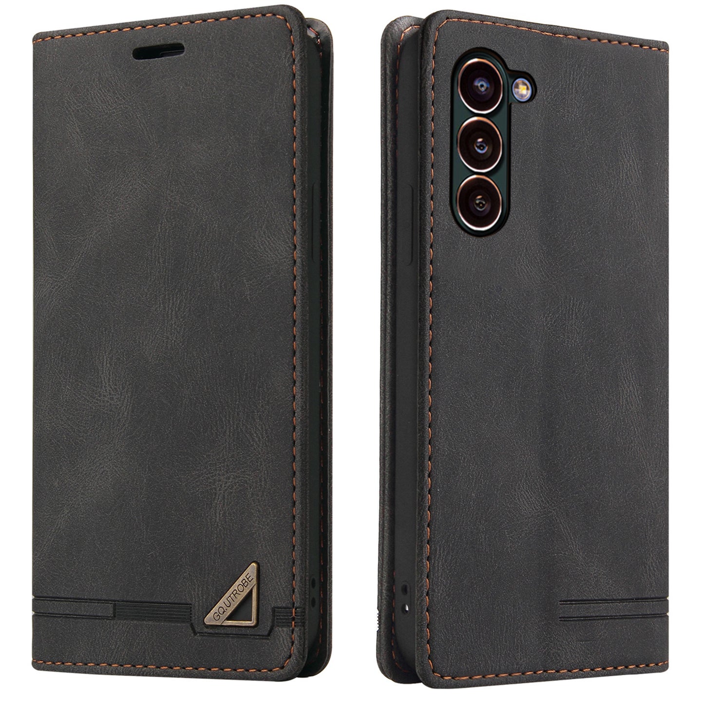 GQ.UTROBE 008 Series For Samsung Galaxy S24 Case Scratch Resistant Cell Phone Leather Cover - Black