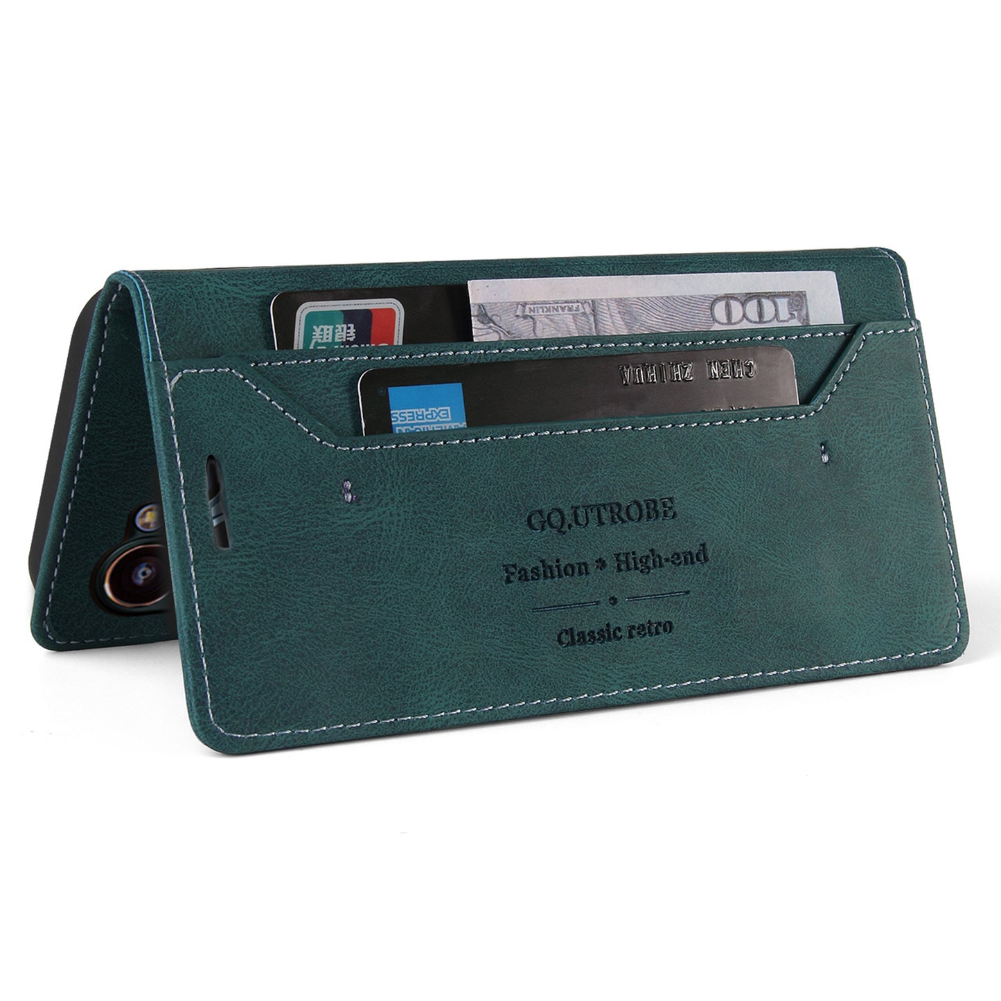 GQ.UTROBE 008 Series For Samsung Galaxy S24 Case Scratch Resistant Cell Phone Leather Cover - Blue