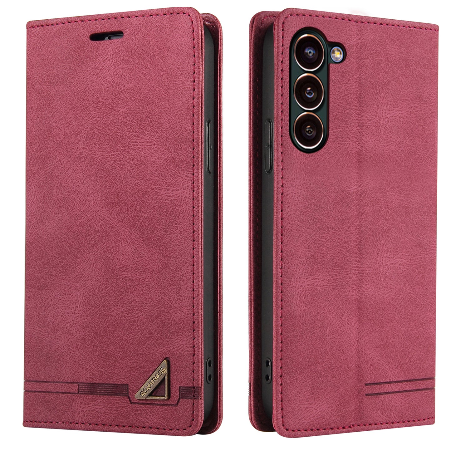 GQ.UTROBE 008 Series For Samsung Galaxy S24 Case Scratch Resistant Cell Phone Leather Cover - Wine Red