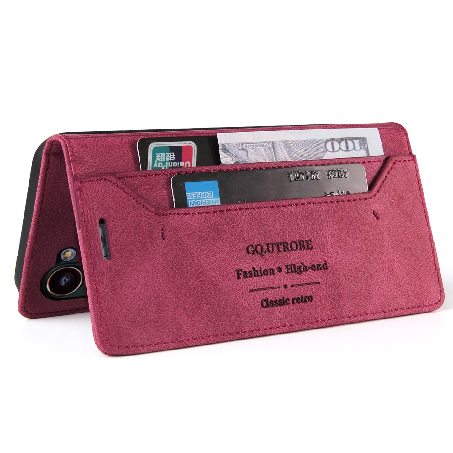 GQ.UTROBE 008 Series For Samsung Galaxy S24 Case Scratch Resistant Cell Phone Leather Cover - Wine Red