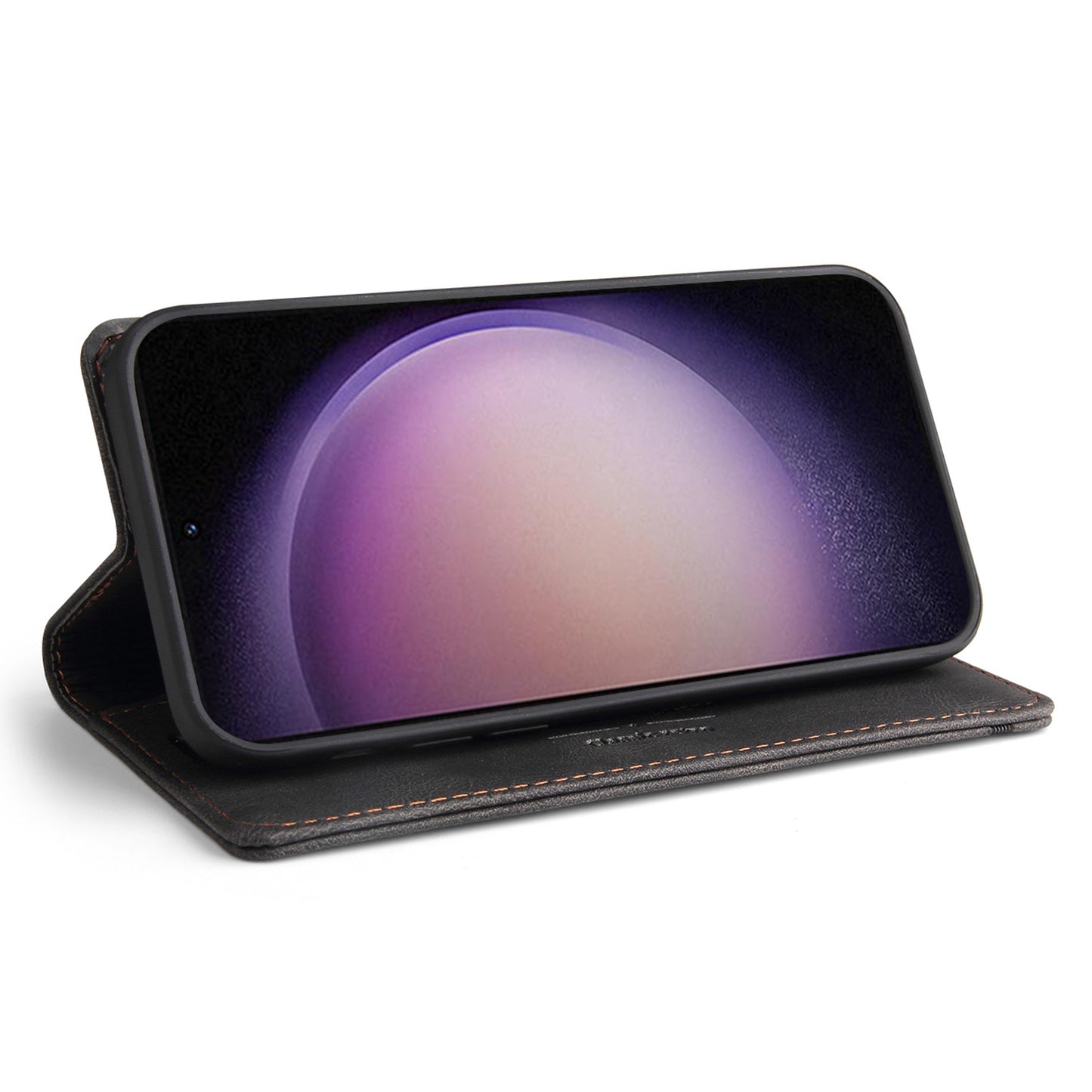 GQ.UTROBE 008 Series For Samsung Galaxy S24+ Case RFID Blocking PU Leather + TPU Skin-touch Cover - Black