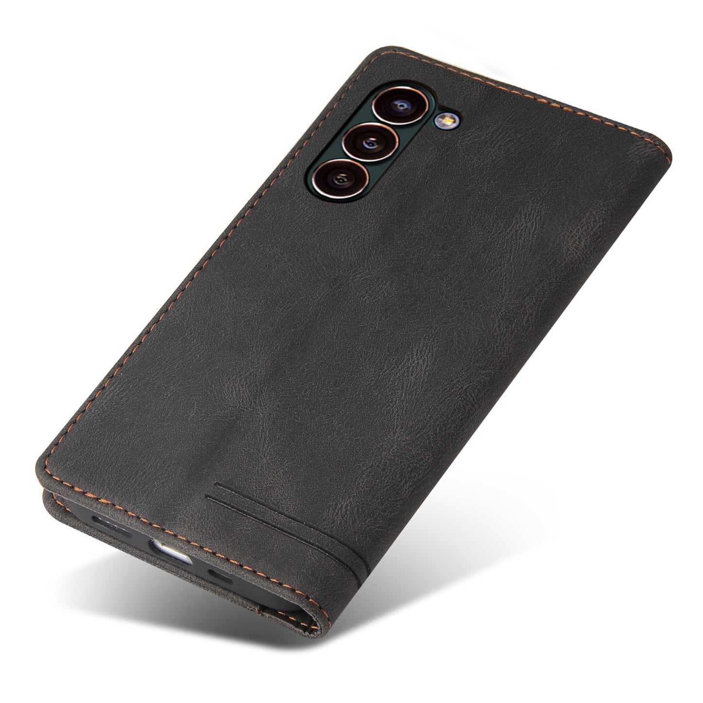 GQ.UTROBE 008 Series For Samsung Galaxy S24+ Case RFID Blocking PU Leather + TPU Skin-touch Cover - Black