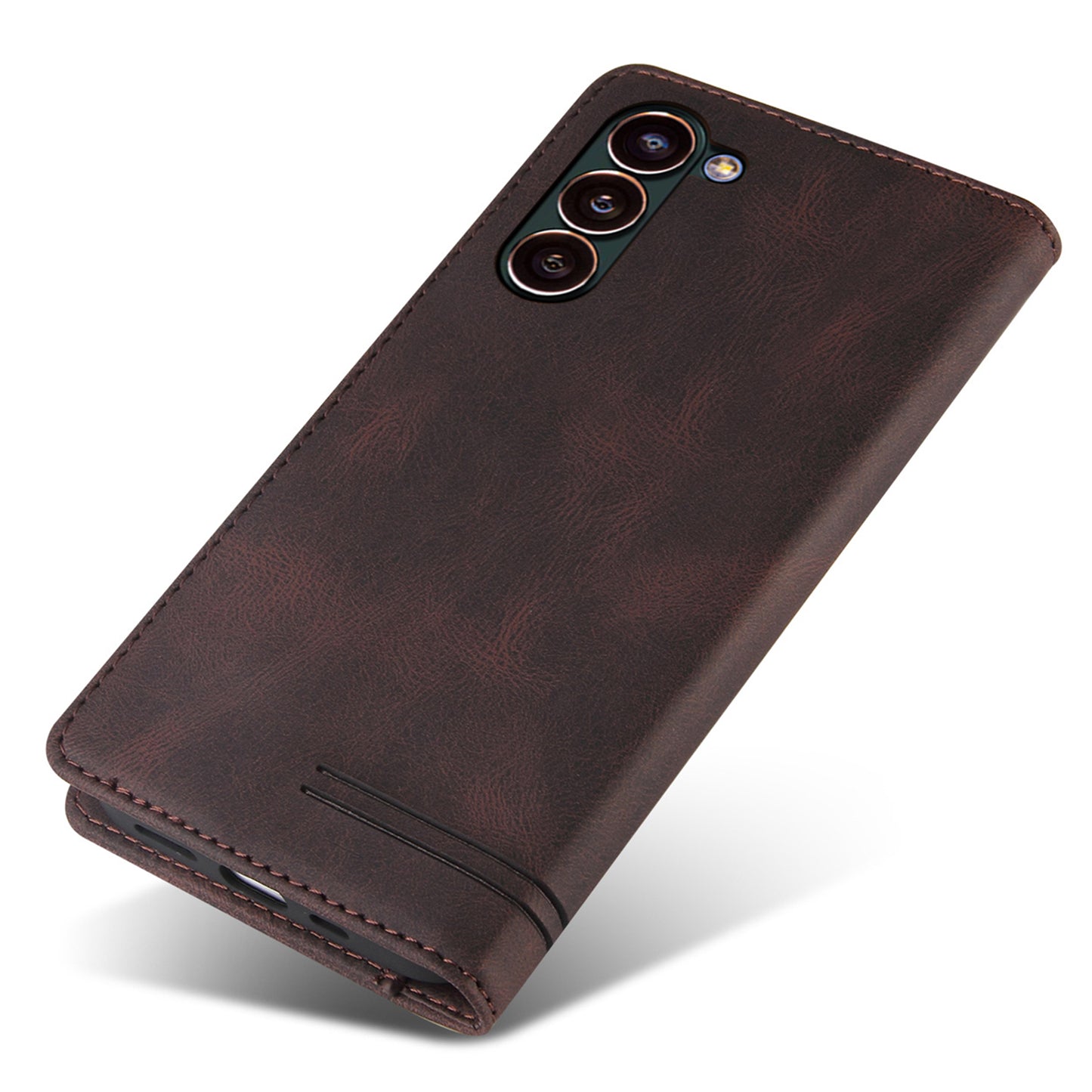 GQ.UTROBE 008 Series For Samsung Galaxy S24+ Case RFID Blocking PU Leather + TPU Skin-touch Cover - Coffee