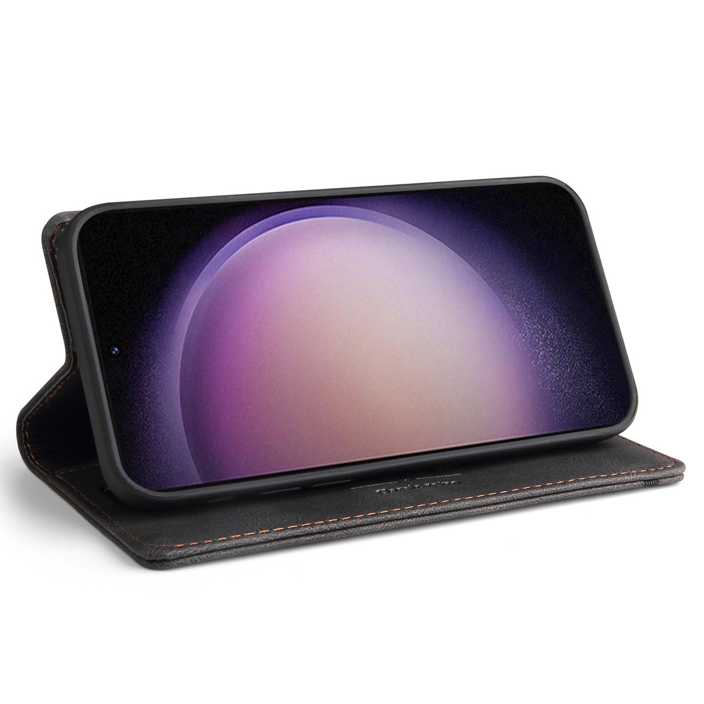 GQ.UTROBE 008 Series For Samsung Galaxy S24 Ultra Case RFID Blocking PU Leather+TPU Skin-touch Phone Protector - Black