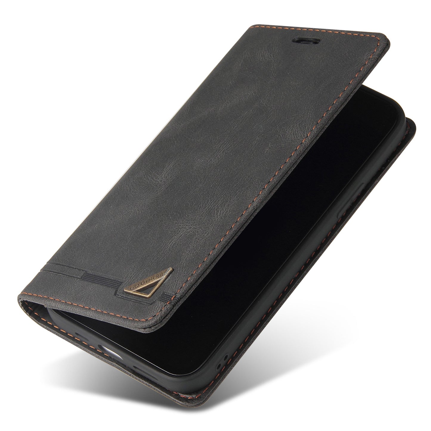GQ.UTROBE 008 Series For Samsung Galaxy S24 Ultra Case RFID Blocking PU Leather+TPU Skin-touch Phone Protector - Black