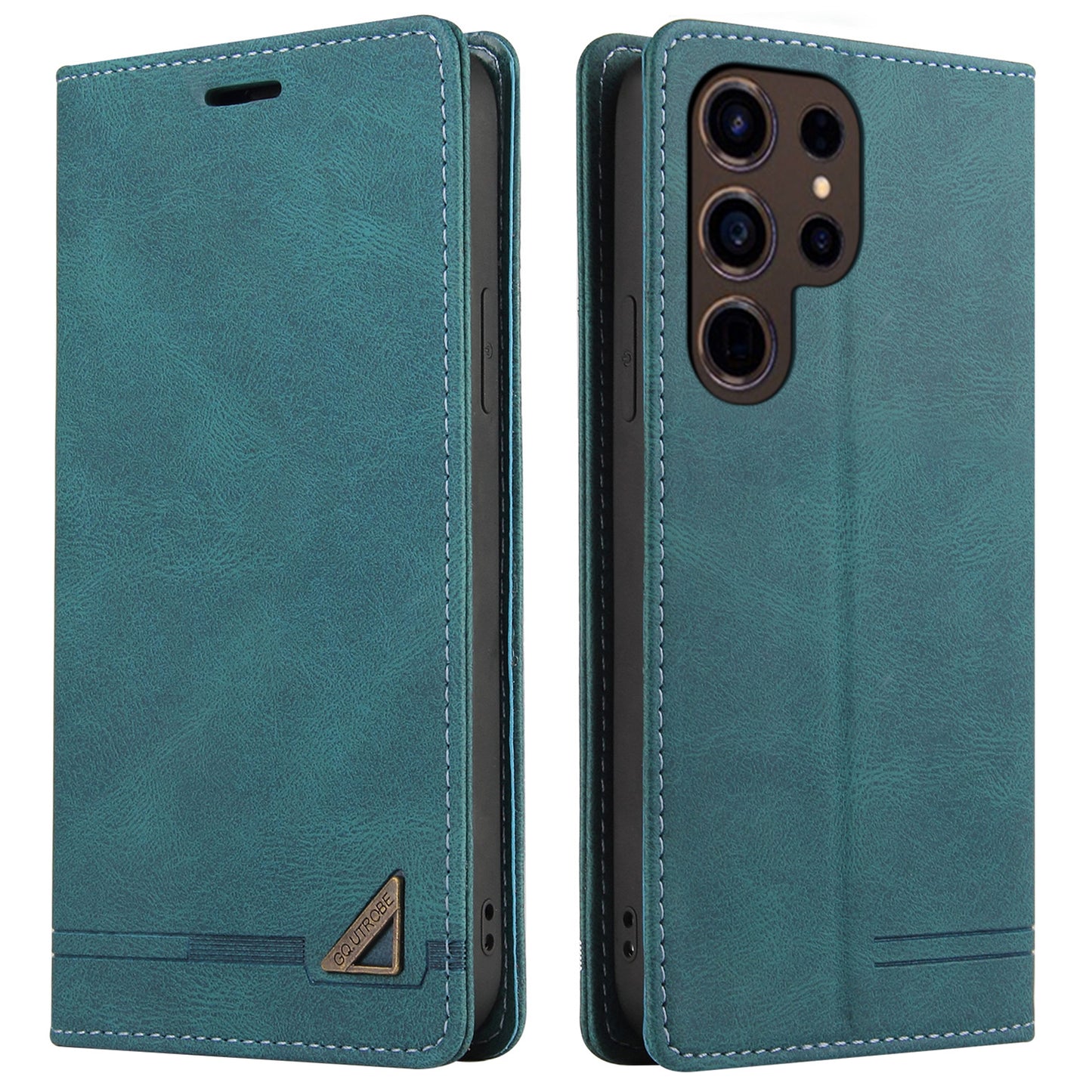 GQ.UTROBE 008 Series For Samsung Galaxy S24 Ultra Case RFID Blocking PU Leather+TPU Skin-touch Phone Protector - Blue