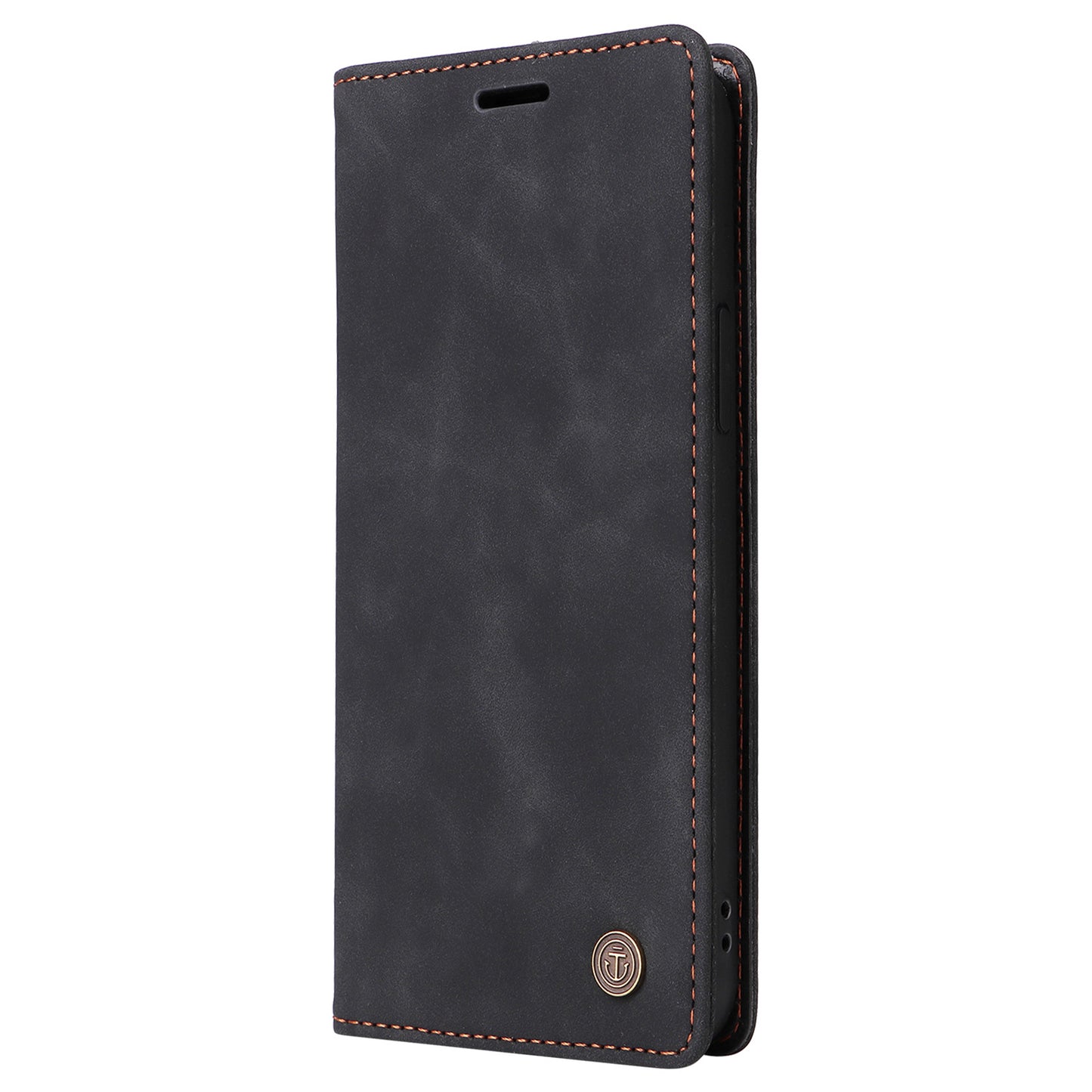 006 Series For Samsung Galaxy S24 Ultra Case PU Leather Folding Stand Cover with Suction Cups Closure - Black