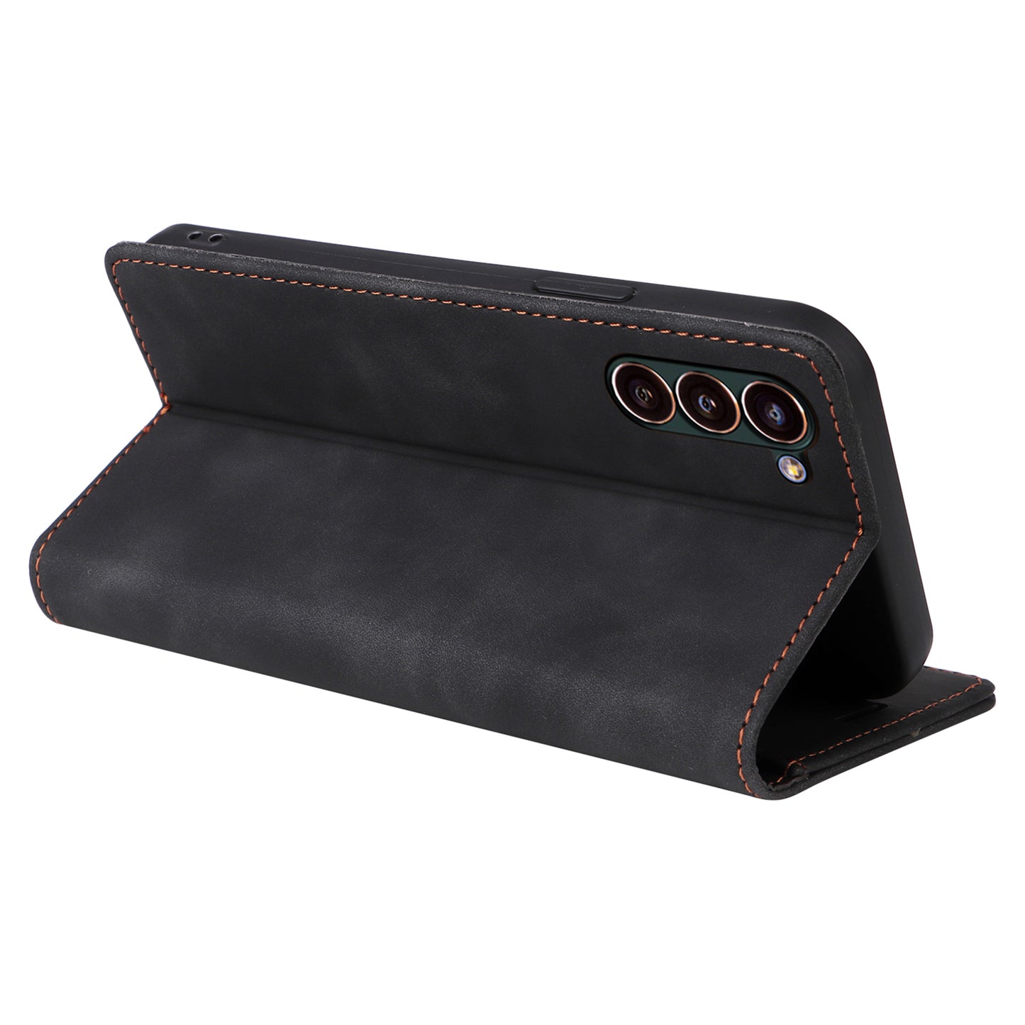 006 Series For Samsung Galaxy S24+ Case Phone Wallet PU Leather Cover with Suction Cups Closure - Black