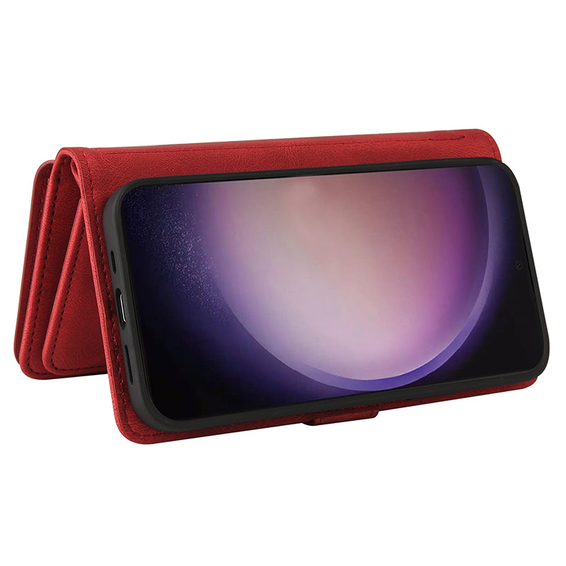 KT Multi-Functional Series-2 For Samsung Galaxy S24 Ultra Cover Zipper Wallet Stand Leather Phone Case - Red