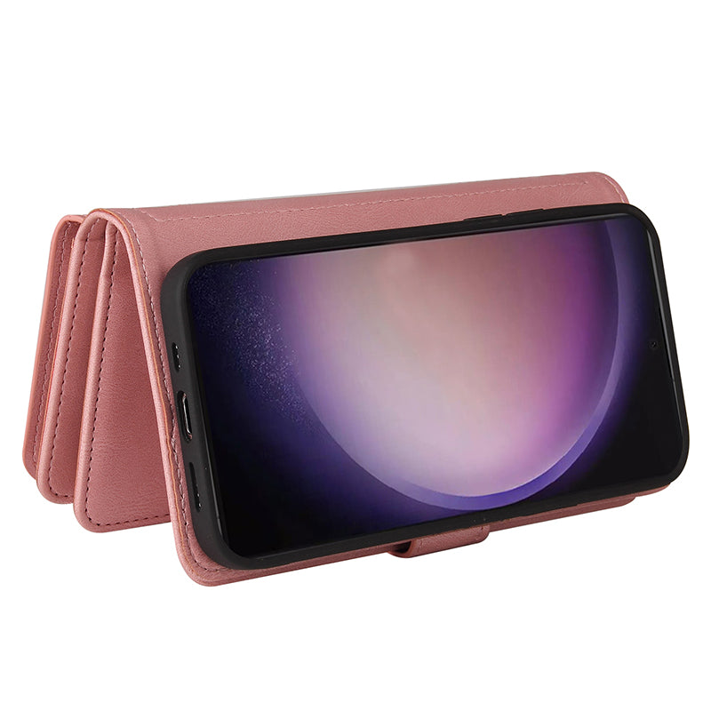 KT Multi-Functional Series-2 For Samsung Galaxy S24 Ultra Cover Zipper Wallet Stand Leather Phone Case - Pink