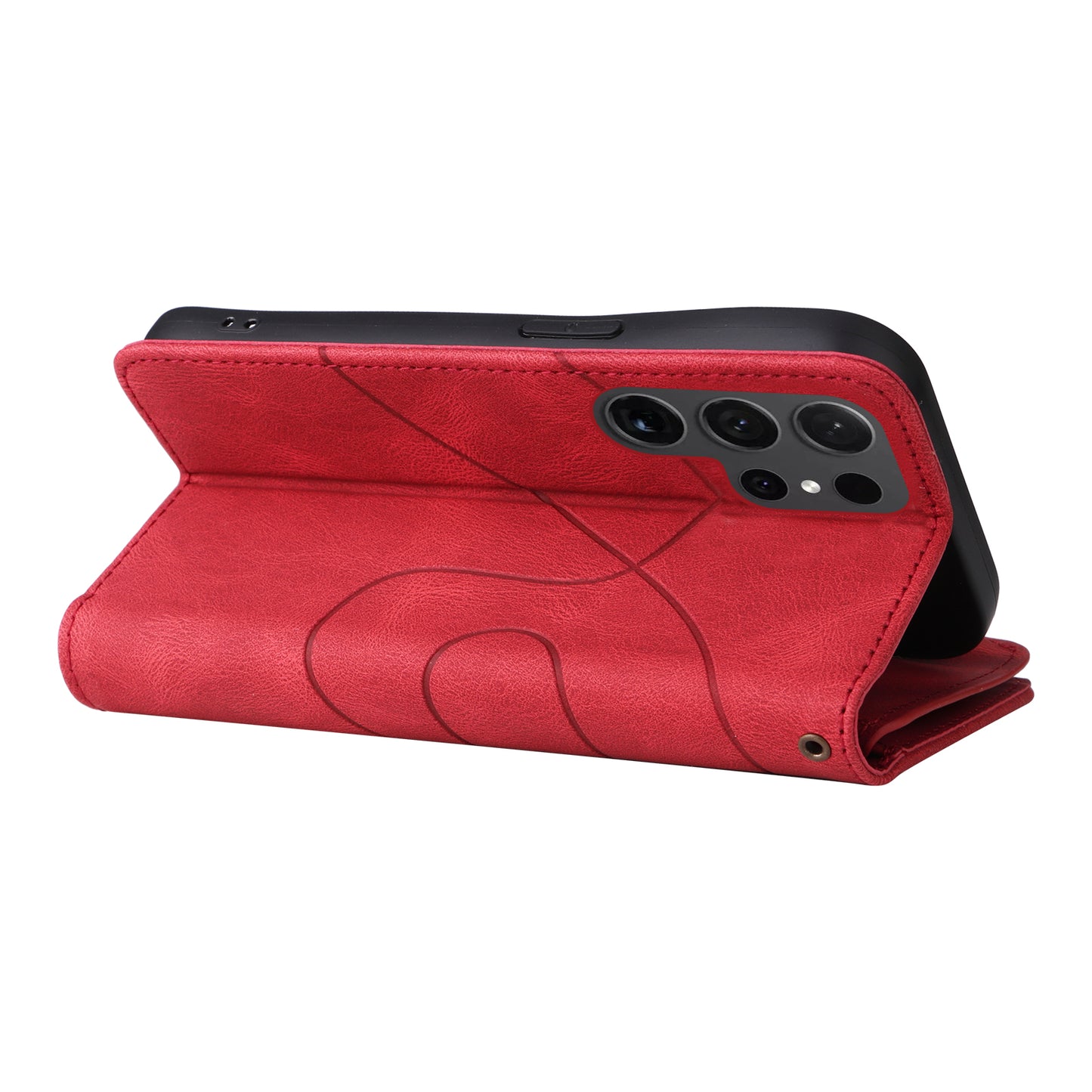 KT Multi-function Series-5 For Samsung Galaxy S24 Ultra Case PU Leather Splicing Wallet Stand Phone Cover - Red