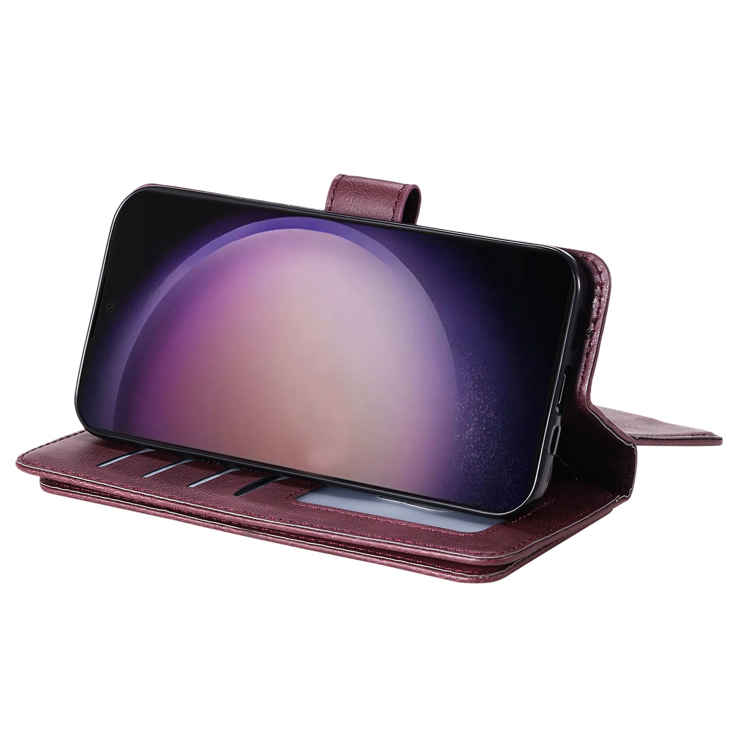 KT Multi-functional Series-1 For Samsung Galaxy S24 Ultra Case Leather Stand Wallet Smartphone Cover - Wine Red