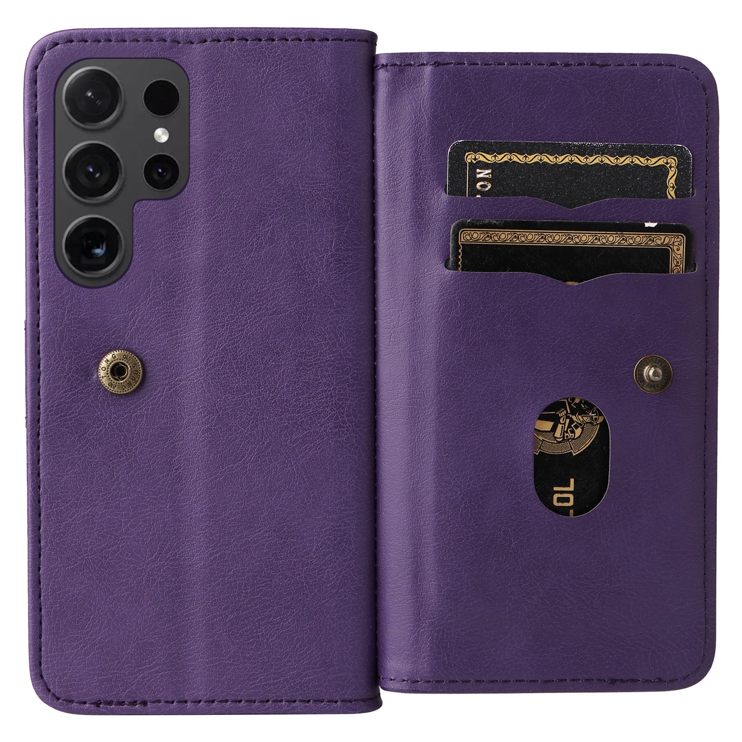 KT Multi-functional Series-1 For Samsung Galaxy S24 Ultra Case Leather Stand Wallet Smartphone Cover - Purple